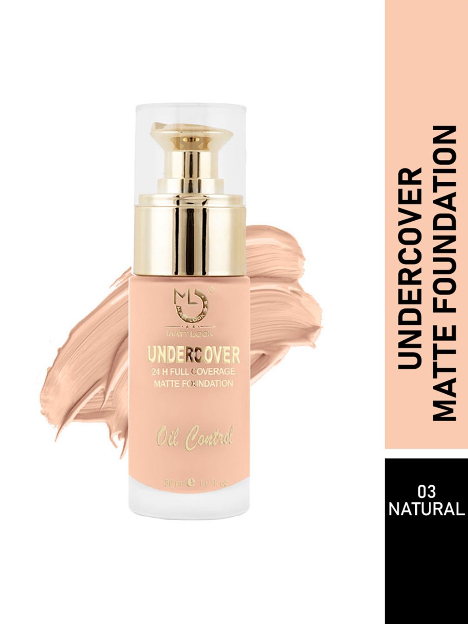 Matt Look Undercover 24H Oil Control Full Coverage Matte Foundation 03 Natural - 30 ml