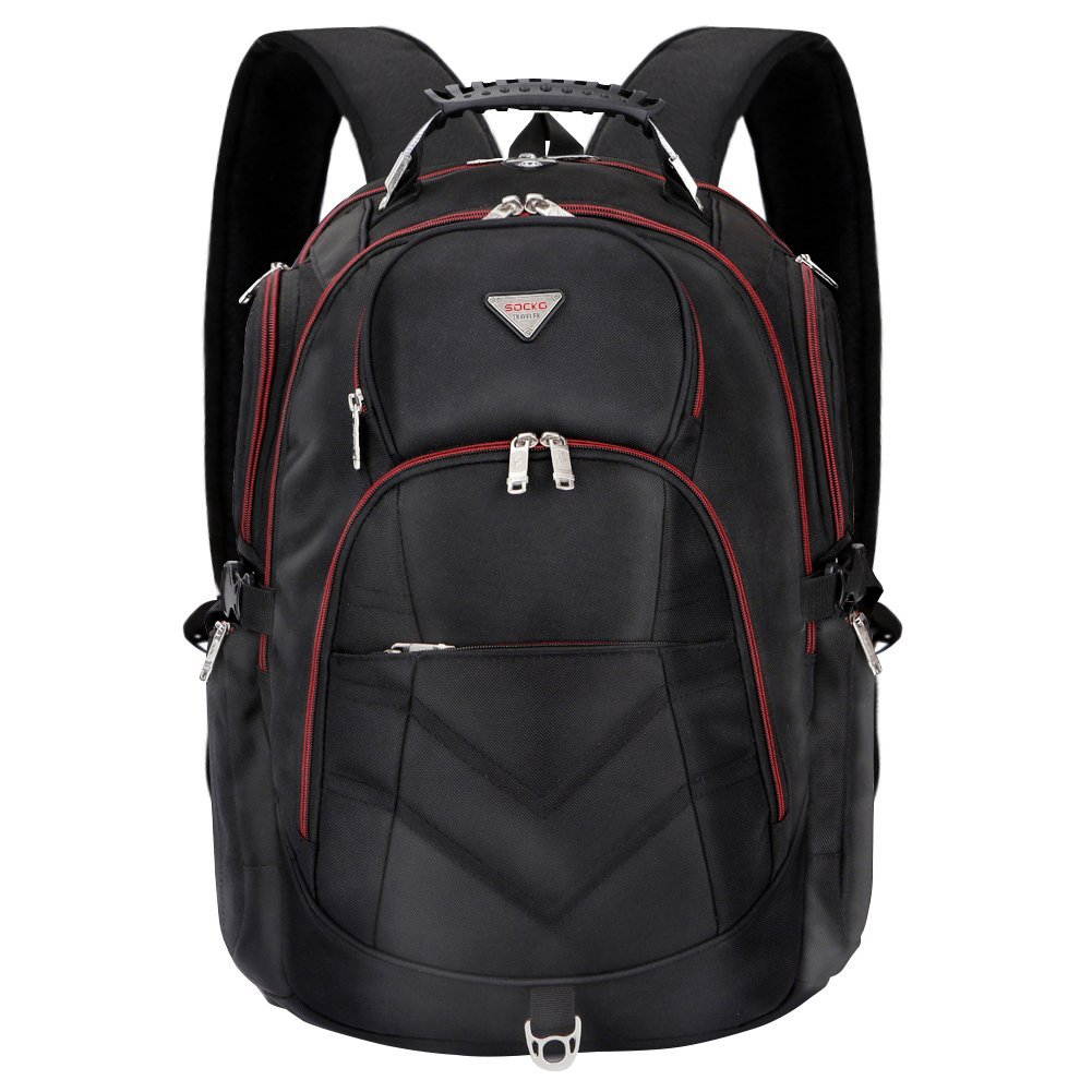 SOCKO 18.4 Inch Laptop Backpack  Travel Bag Hiking Knapsack Rucksack Backpack School College Student Shoulder Back Pack For 18-18.4 Inches Laptop Notebook Computer Mackbook Ultrabook, Black