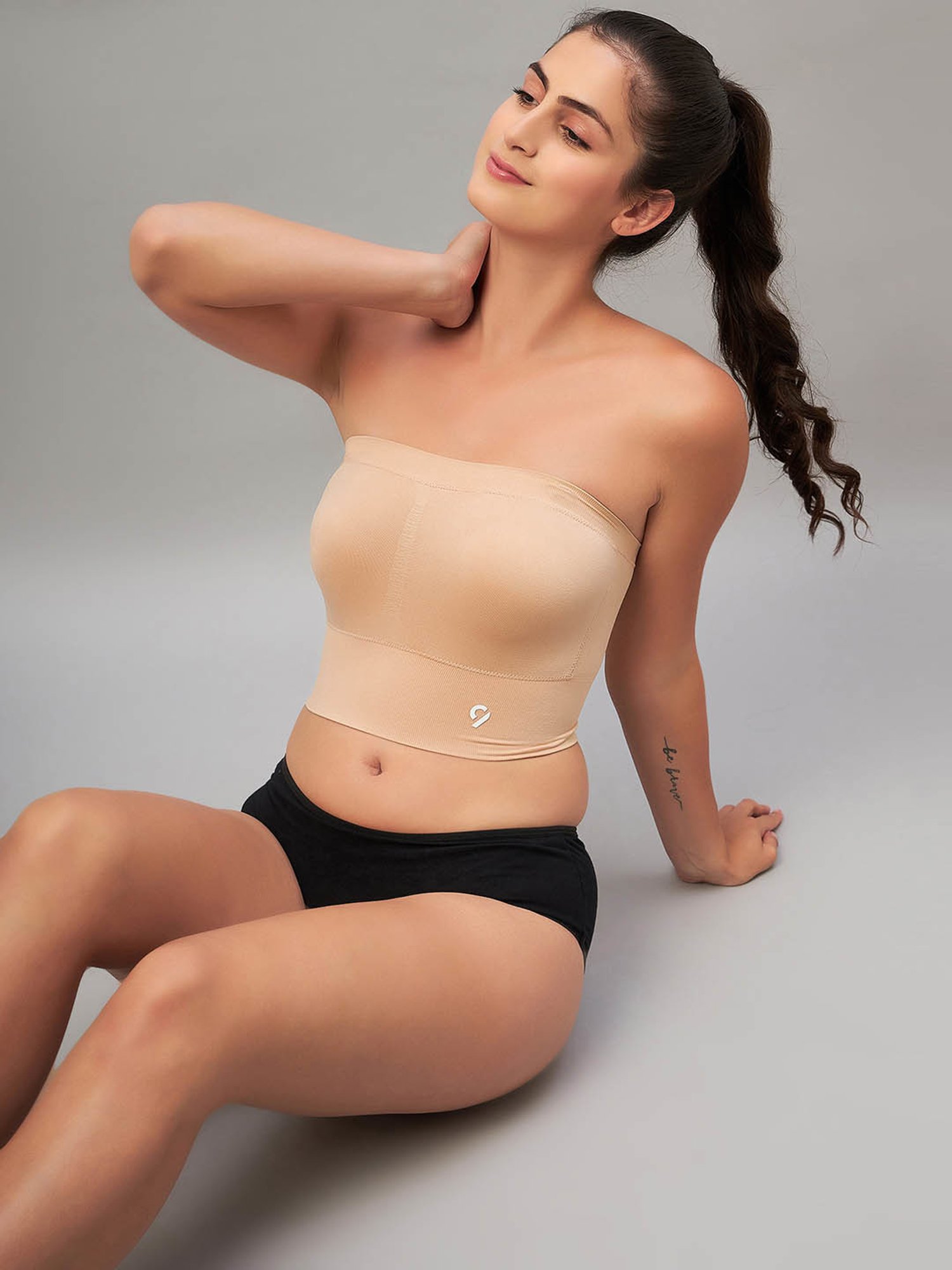 C9 Airwear Beige Logo Print Full Coverage Bralette Bra