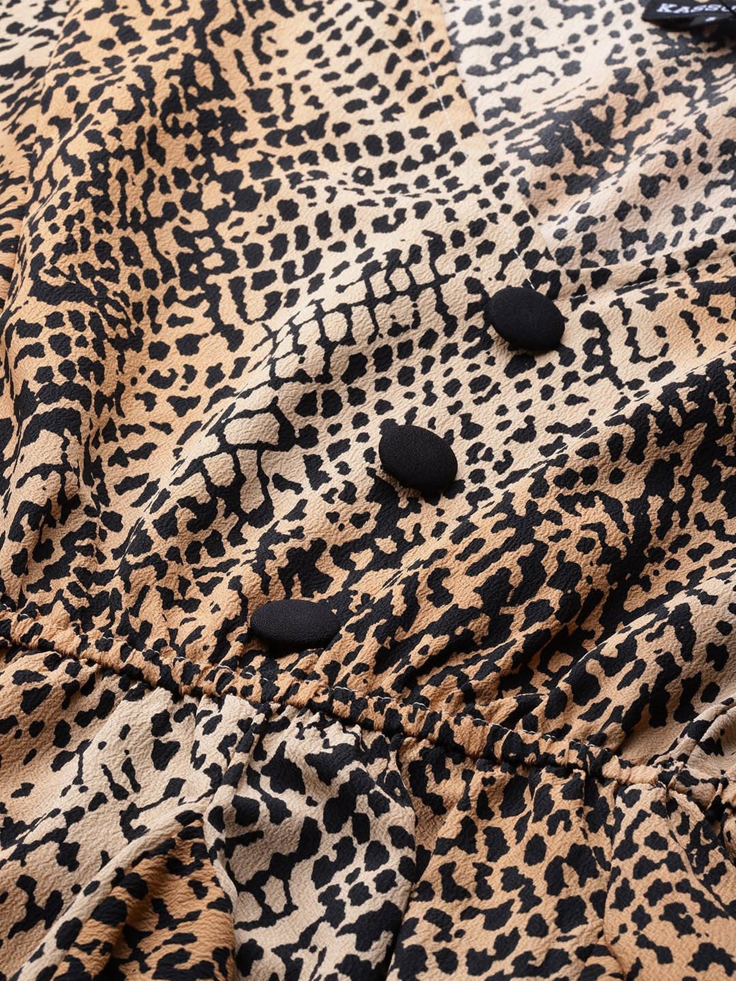 KASSUALLY Beige Animal Print Fit & Flare Dress