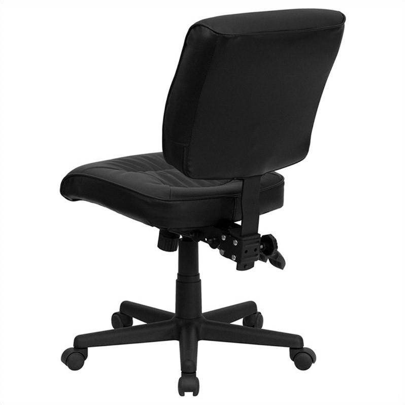 Mid-Back Black LeatherSoft Multifunction Swivel Ergonomic Task Office Chair