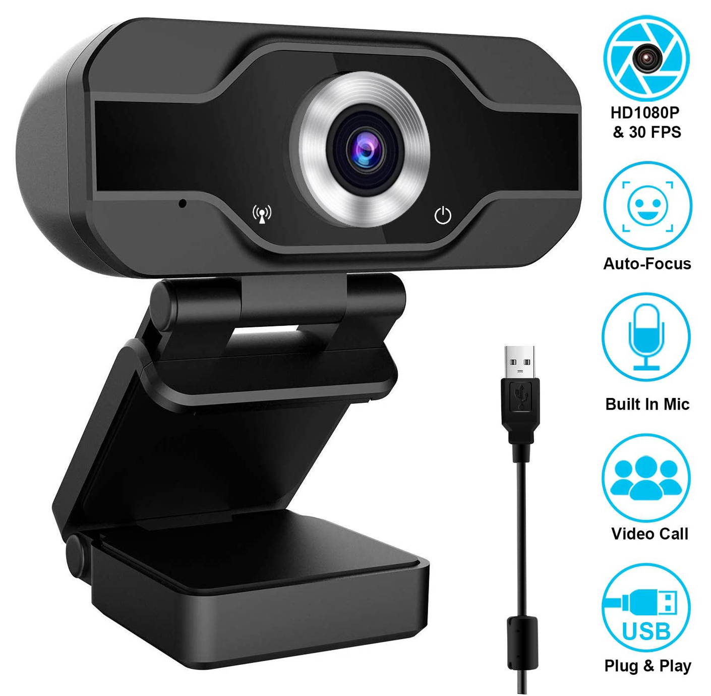 1080 P Full HD USB Webcam for PC Desktop & Laptop Web Camera with Microphone