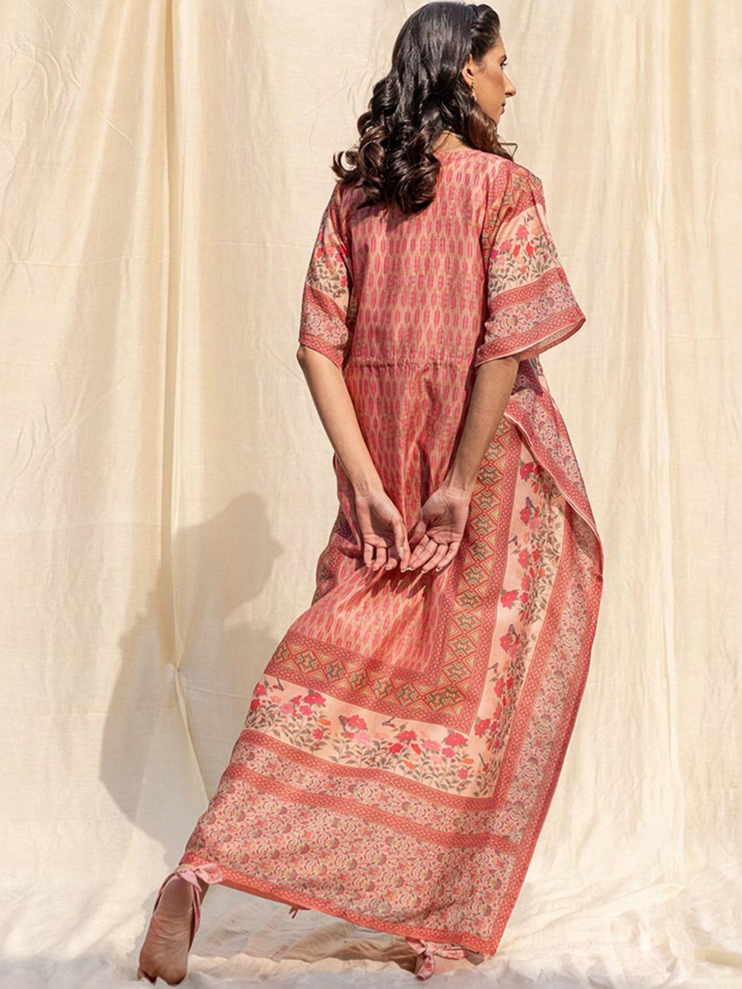 Artagai Beige Co-Ord Set with Notch Collar Kurta and Straight Pants