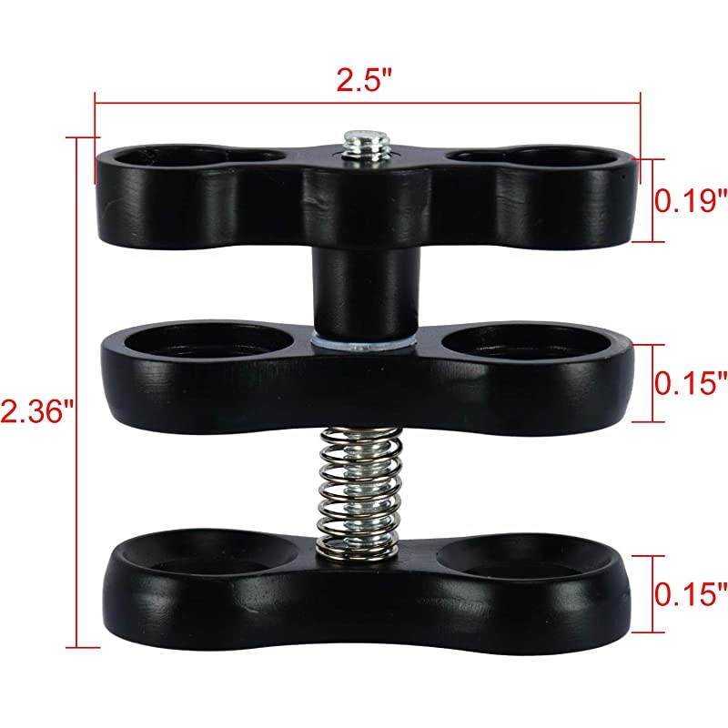 1 Inch2Pack Black Standard Underwater Ball Clamp Mount for 1 Inch Ball Underwater Light Arm System