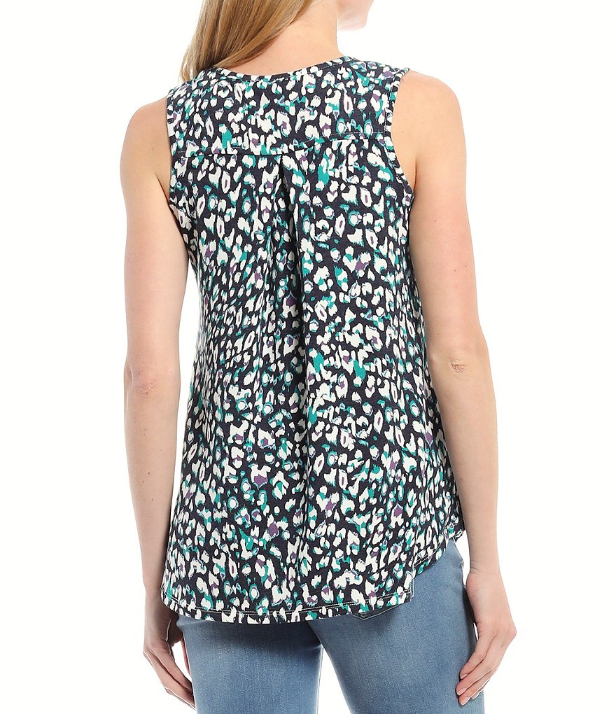 Westbound Shimmer Loop V-Neck Button Hem Side Detail Tank
