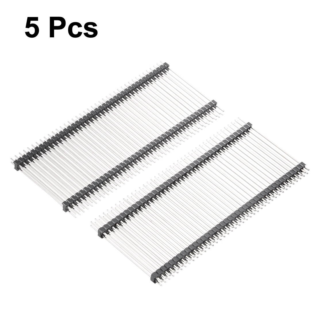 5Pcs 2.54mm Pitch 40-Pin 40mm Length 2 Row Straight Connector Pin Header Strip