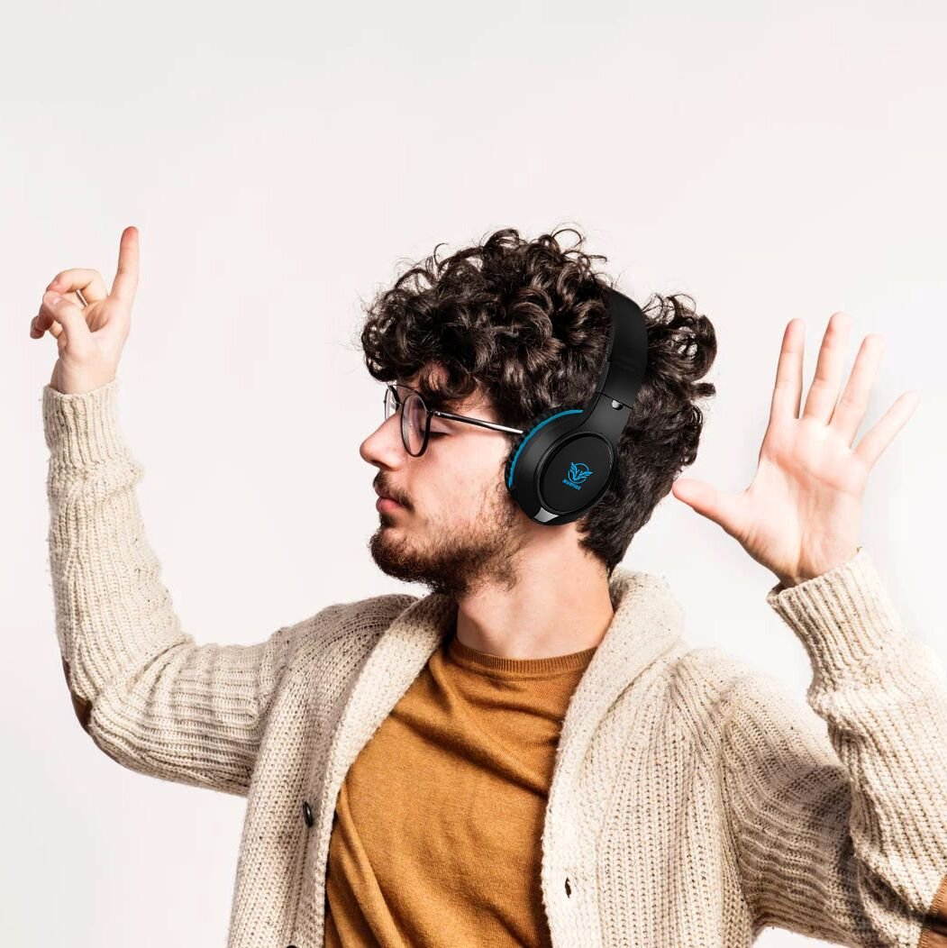 Gaming Headset for Xbox One, PS4,Nintendo Switch Bass Surround and Noise Cancelling with Flexible Mic, 3.5mm Wired Adjustable Over-Ear Headphones for Laptop PC iPad Smartphones (Blue-Black)