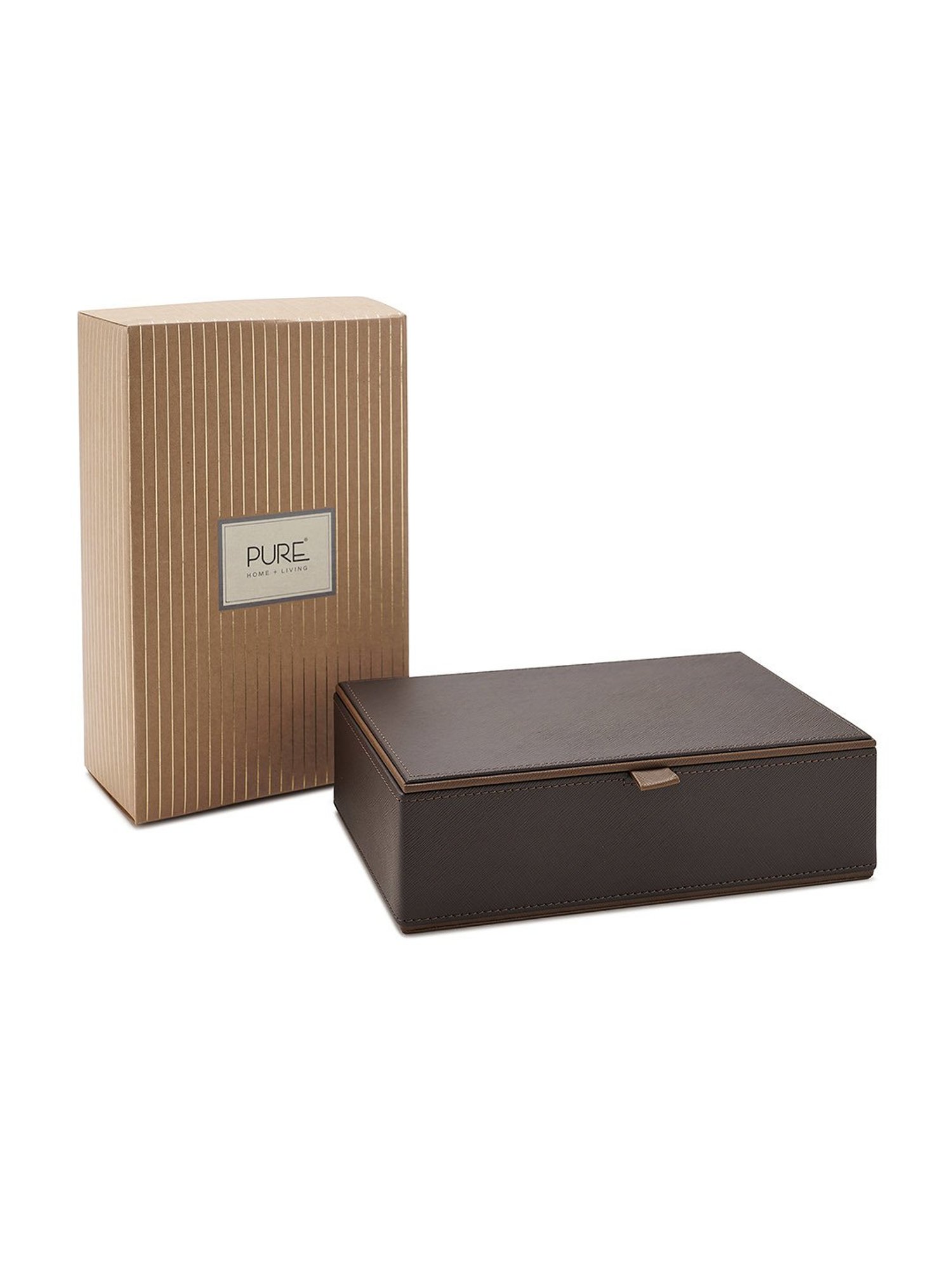 Pure Home and Living Brown Leather Solid Storage Boxes