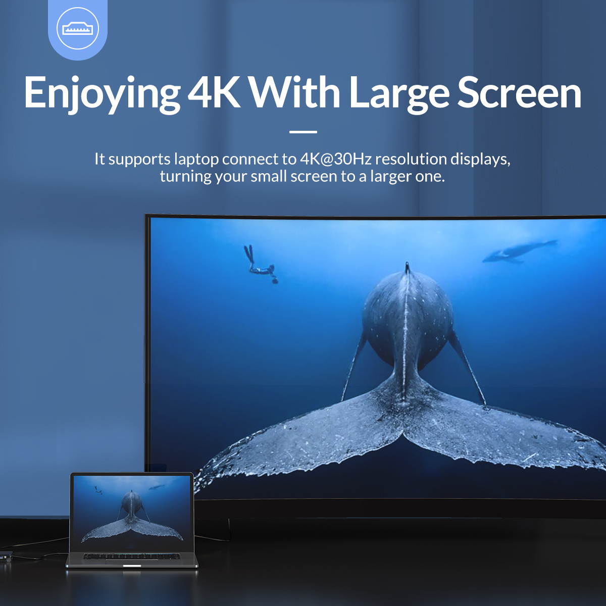 ORICO 8-in-1 USB Type C to 4K HDMI Adapter Docking Station, 3 USB 3.0 Ports,1x 1000M RJ45 Ethernet, 1x 4K HDMI and SD/ Micro SD Card Reader Combo, with Power Delivery for Charging Up to 5Gbps,Plug and