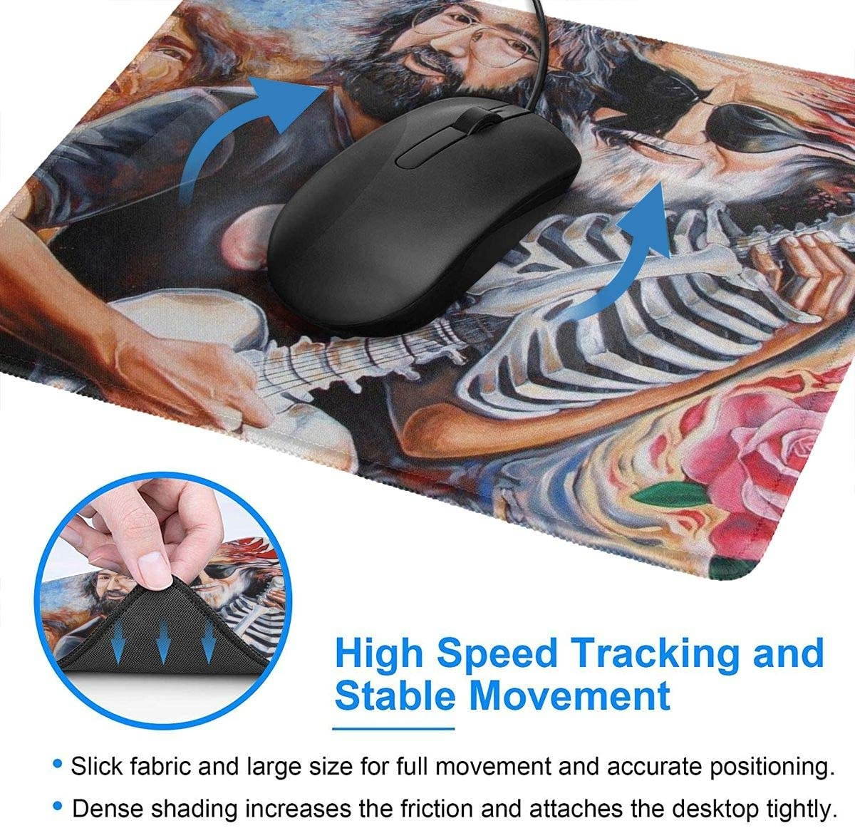 Grate Ful Skull Gaming Mouse Pad, Anti Slip Natural Rubber Mouse Mat for Desktops, Computer, Pc and Laptops Cool Mousepad for Working or Game - Grate-ful Dead 7.1x8.7 inches/11.8x9.85 inches