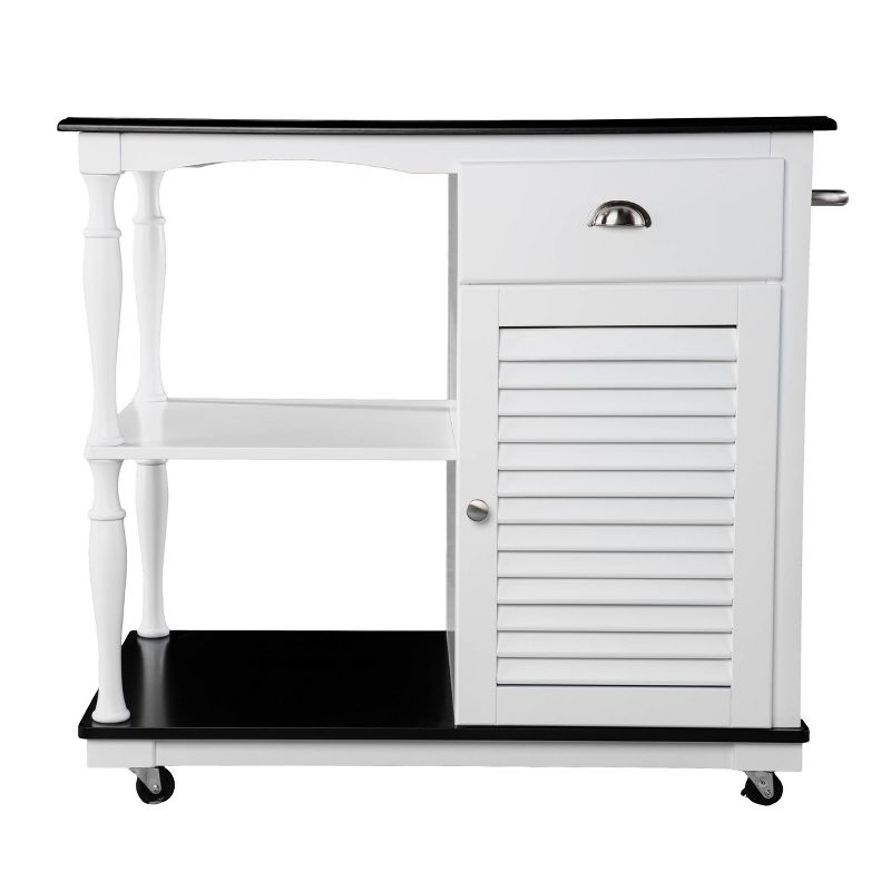 Denrard Rolling Kitchen Island with Storage White/Black - Aiden Lane