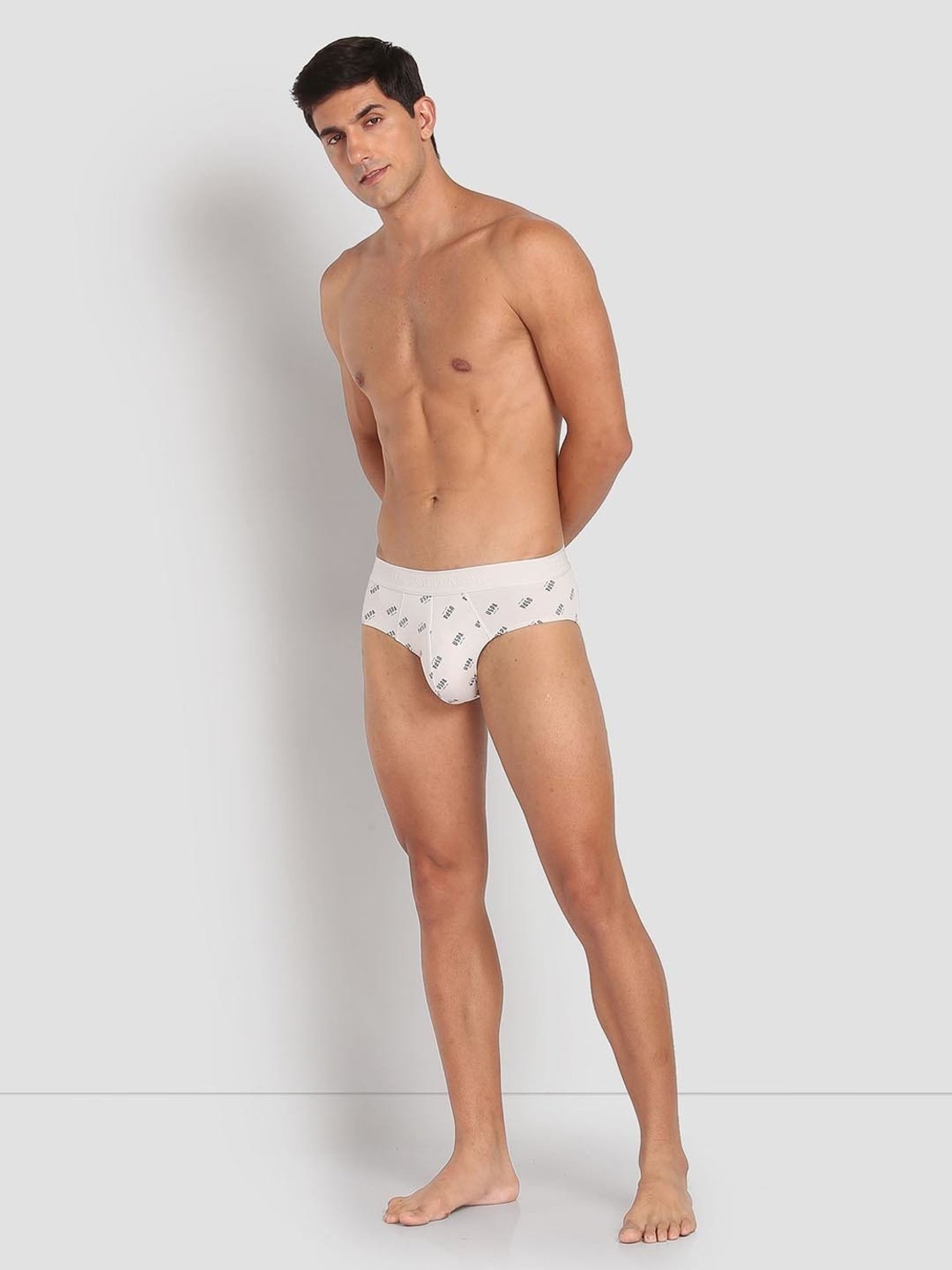 U.S. Polo Assn. White Regular Fit Printed Briefs