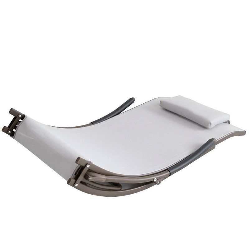 2pc Outdoor Portable Reclining Chaise Lounge Chairs - Light Gray - Crestlive Products