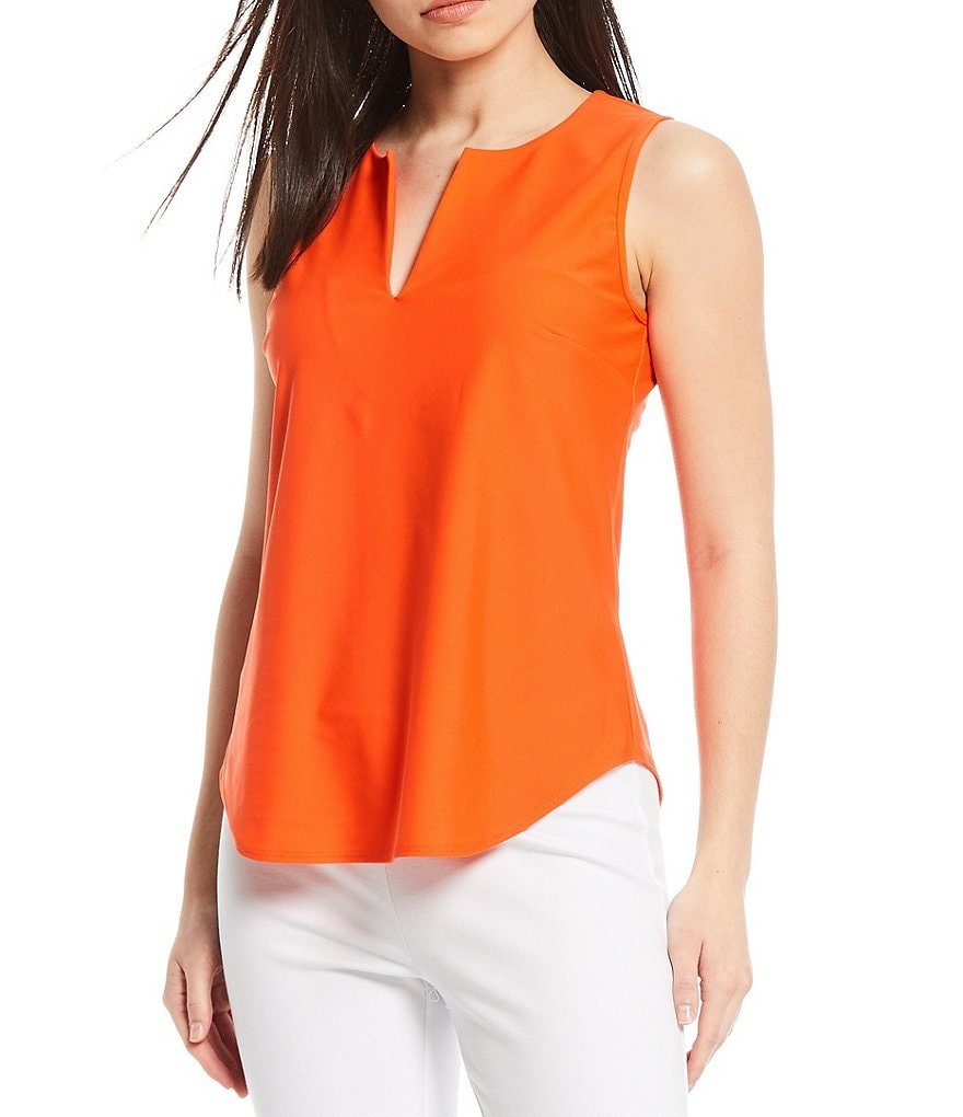 Jude Connally Ali Curved Hem Sleeveless Split Round Neck Shell