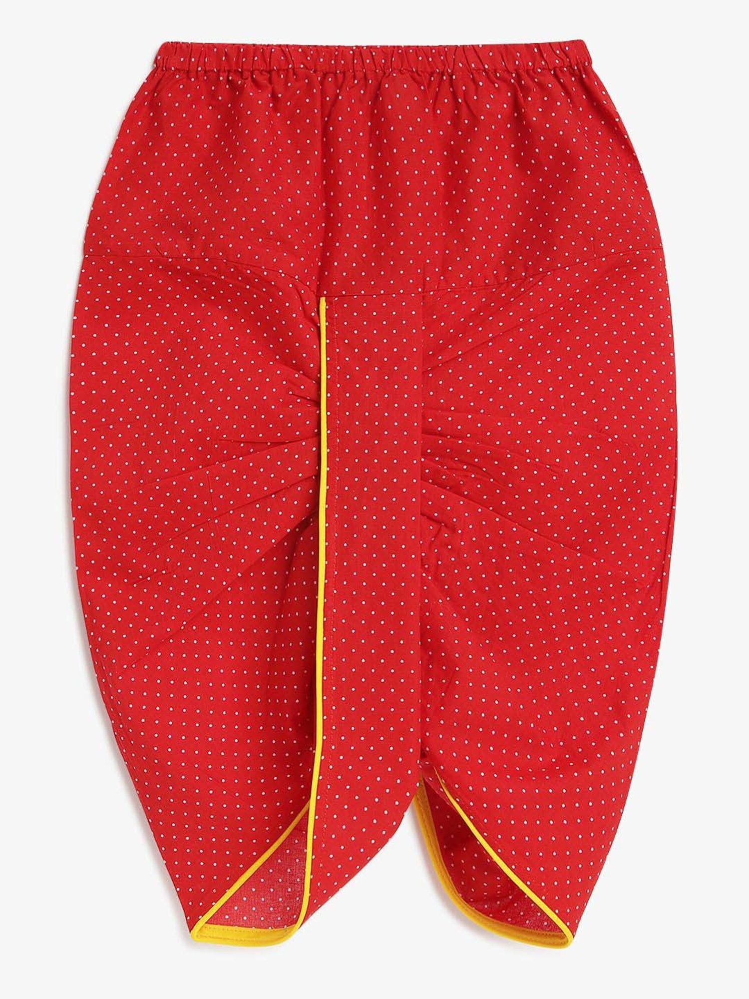 Campana Kids Yellow & Red Cotton Printed Full Sleeves Kurta & Dhoti