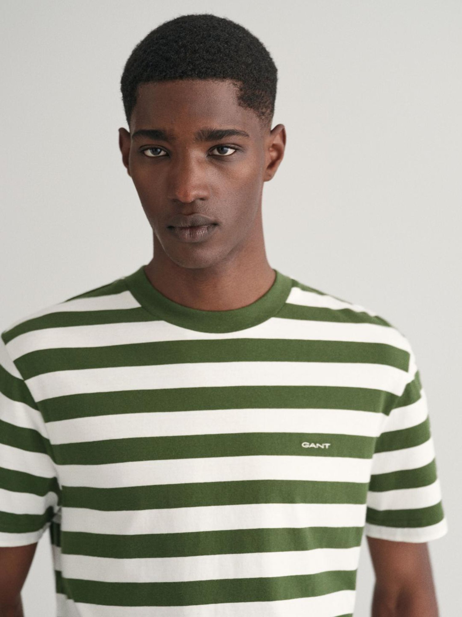 Gant Green Cotton Regular Fit Striped T-Shirt