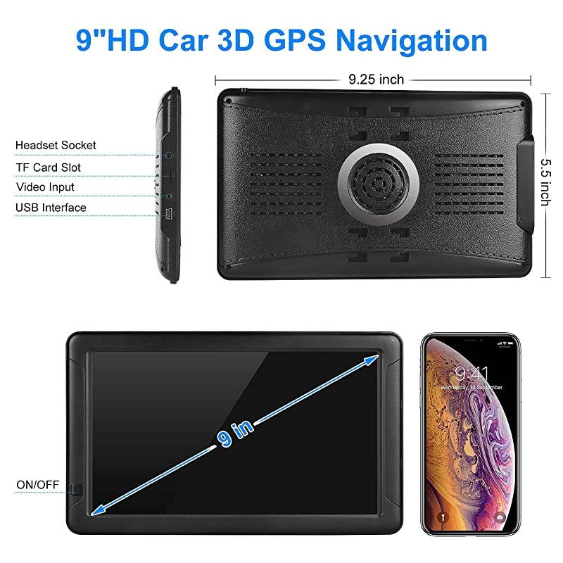 Navigation for Car9 inch Navigation for Trucks Lorry HGV CaravanSatnav for Cars with POI Speed Camera WarningVoice Guidance LaneLifetime Map Updates