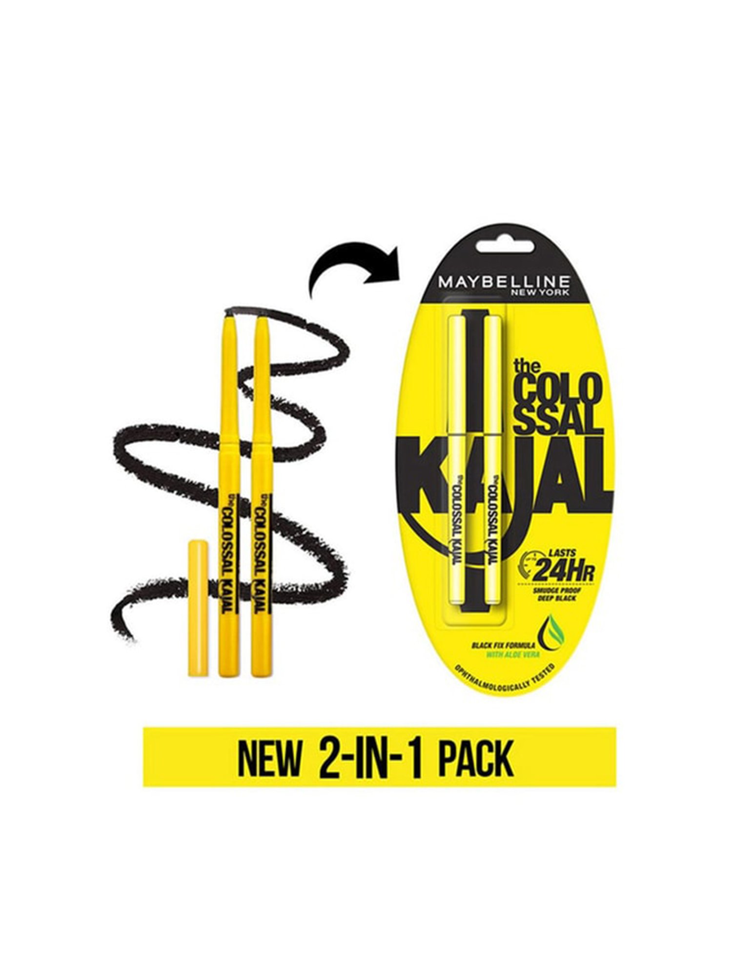 Maybelline New York Colossal Kajal Black - Pack of 2