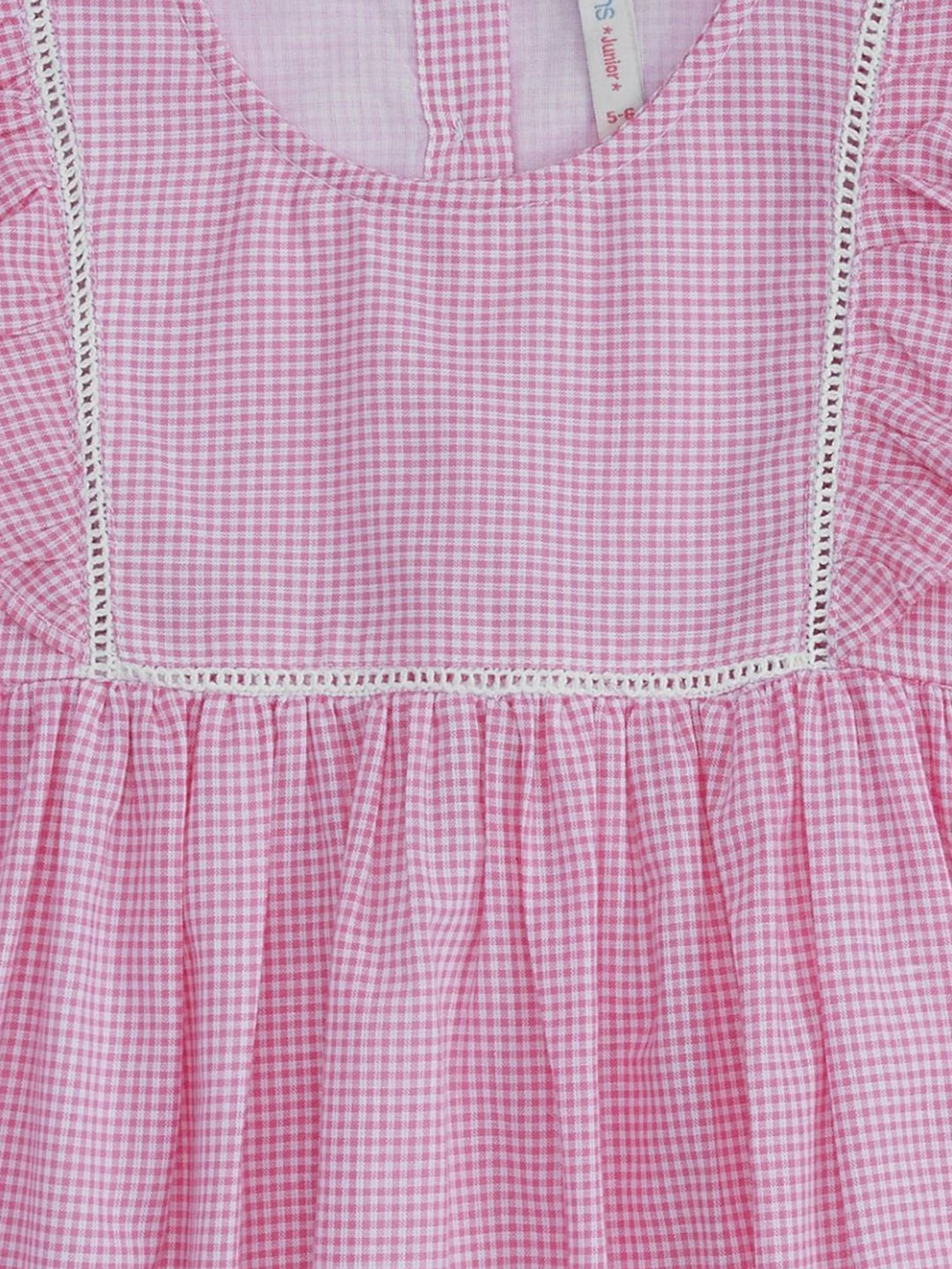Pantaloons Junior Pink Cotton Chequered Dress