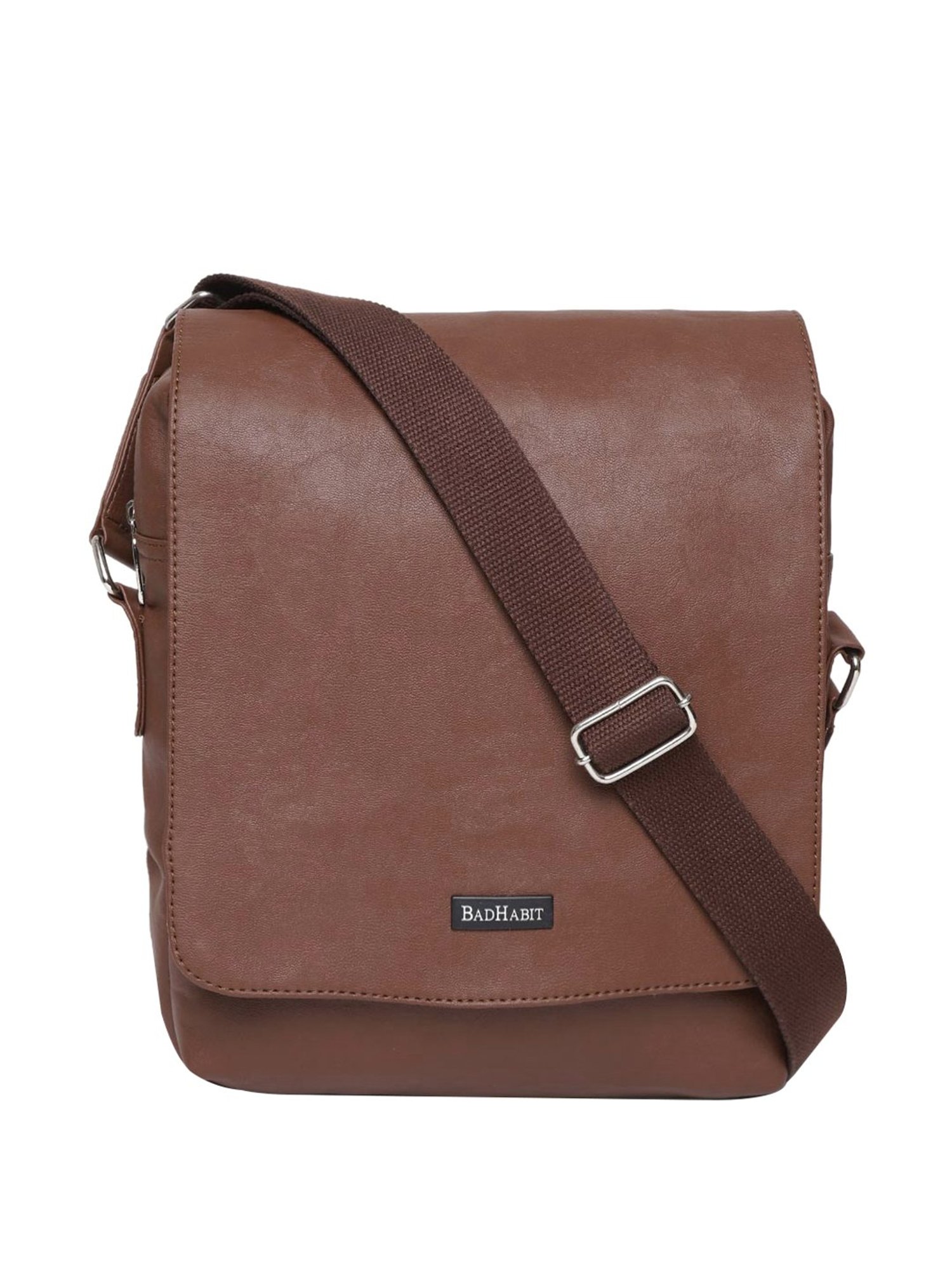 Bad Habit Brown Solid Medium Laptop Cross Body Bag