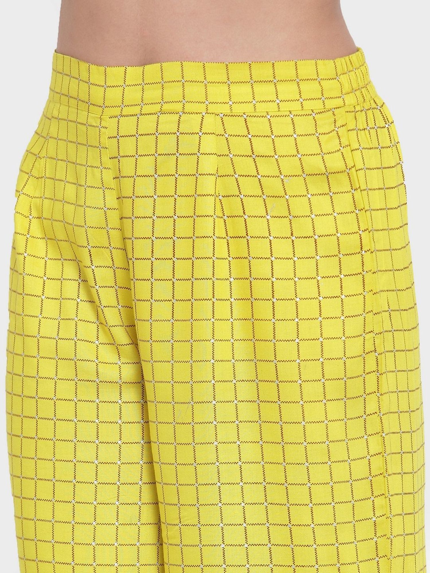Indibelle Yellow Chequered Palazzos