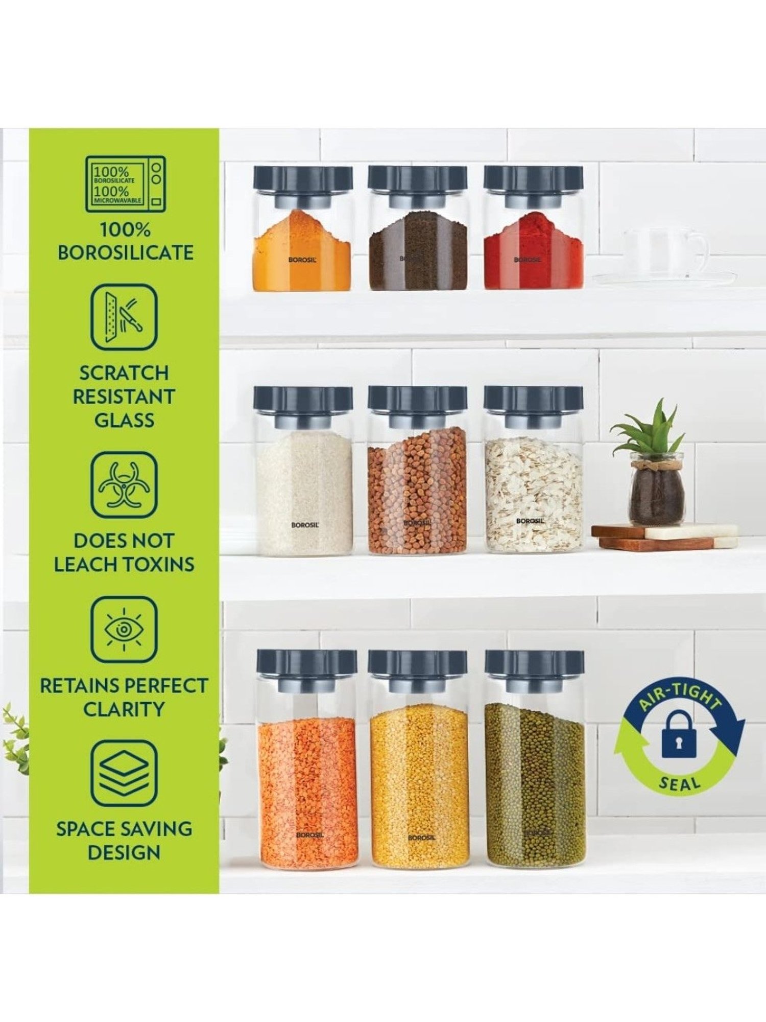 Borosil Transparent Glass Jar & Container (600ml)