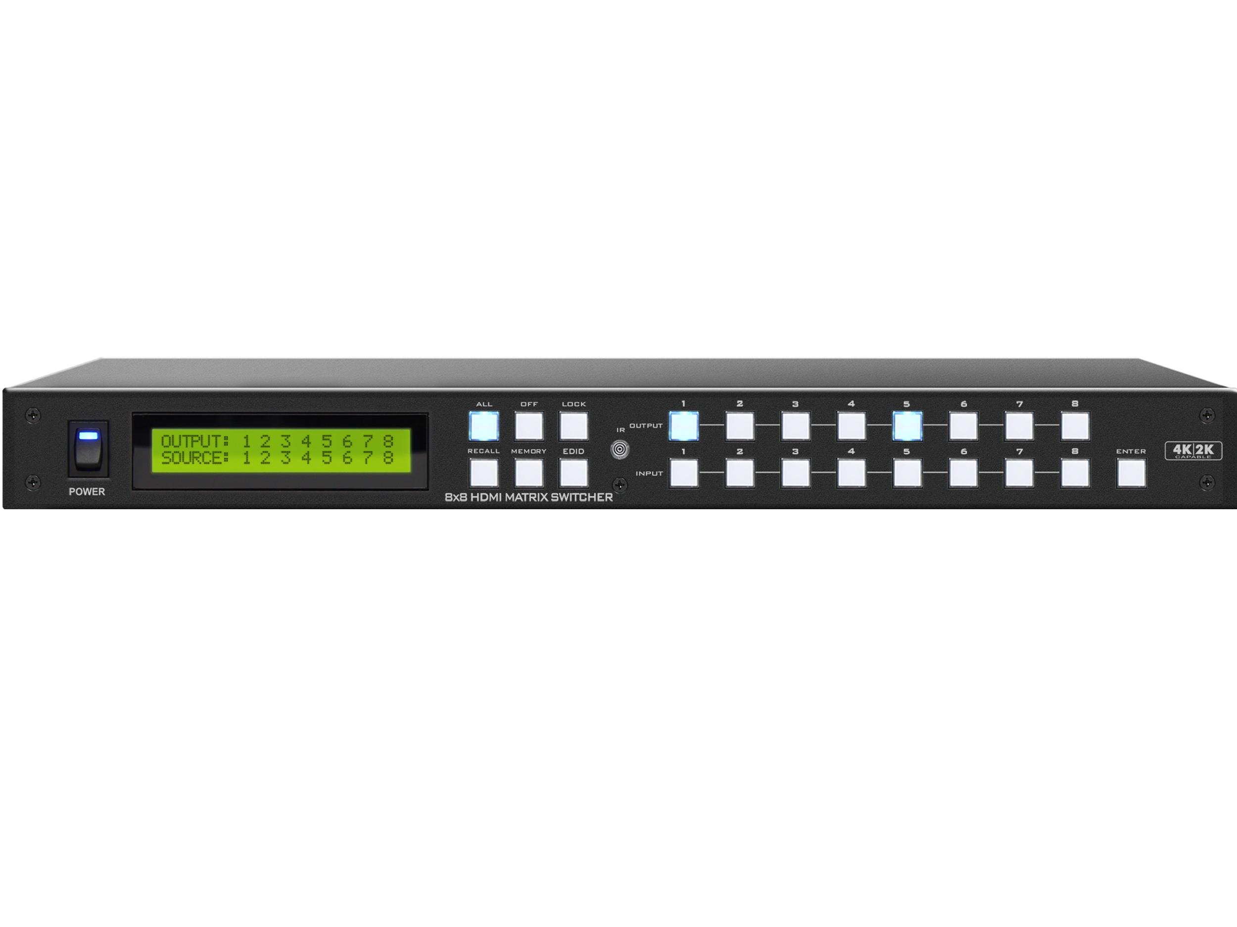 A-NeuVideo HD-88Kp 8x8 UHD 4K2K HDMI Matrix Switch/98ft HDMI Output Cable Booster w/ Preview