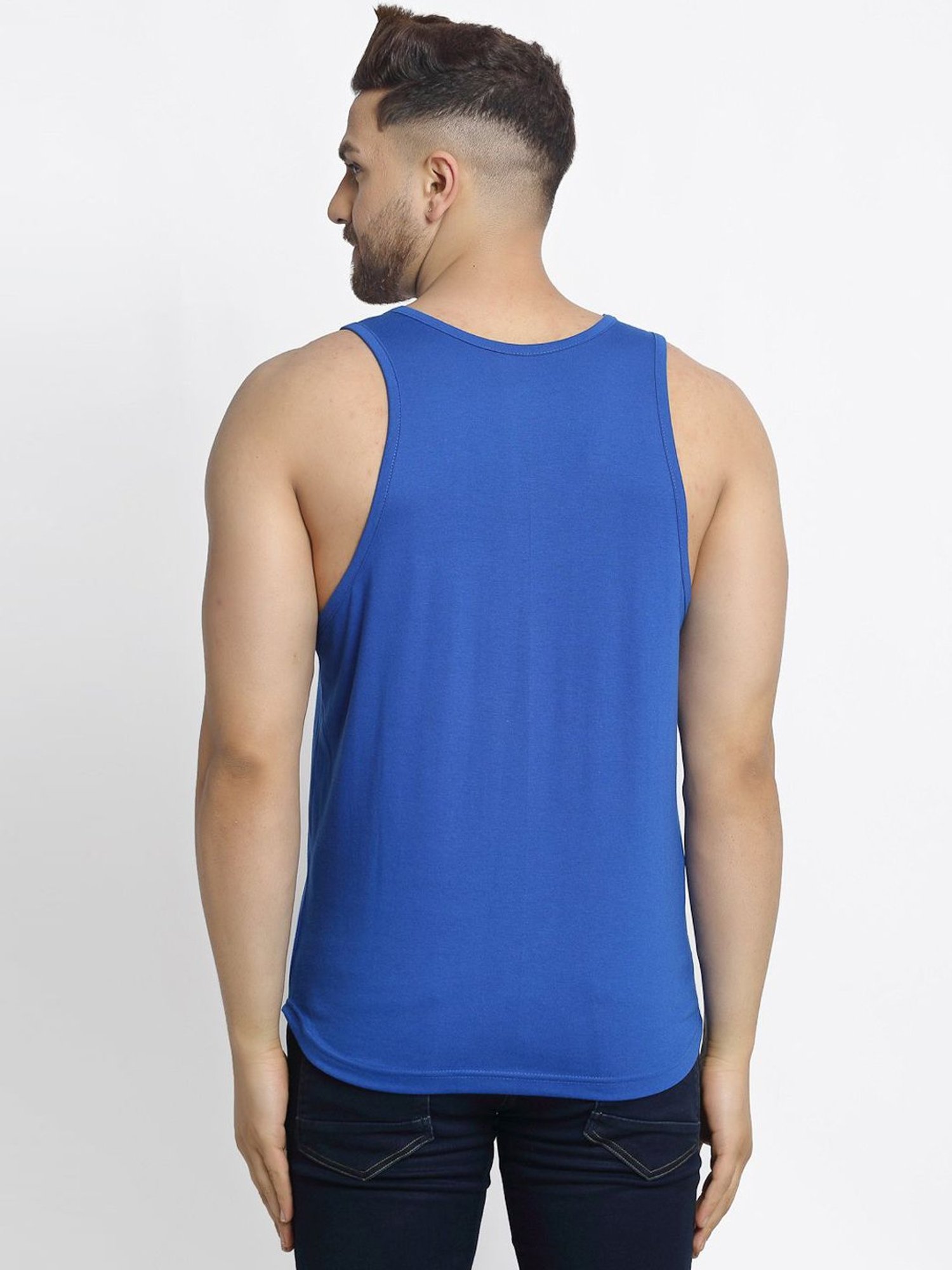 Friskers Multi Cotton Slim Fit Printed Gym Vest - Pack of 2