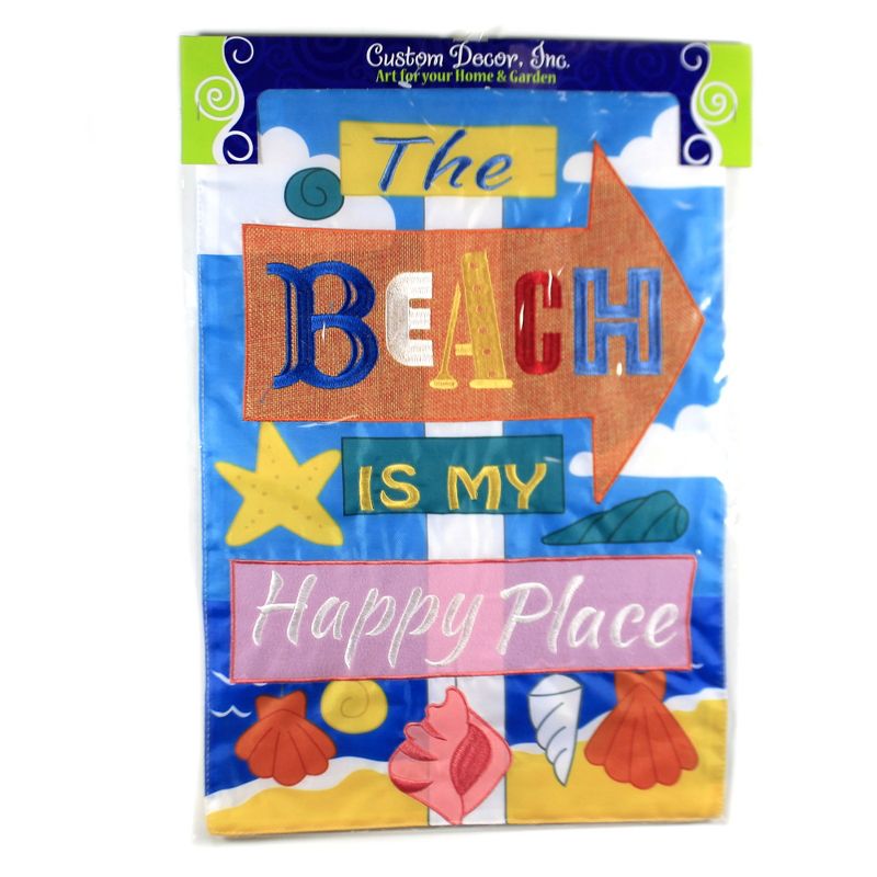 Home & Garden 18.0" Beach Happly Place Garden Flag Garden Sun Fun Custom Decor  -  Flags