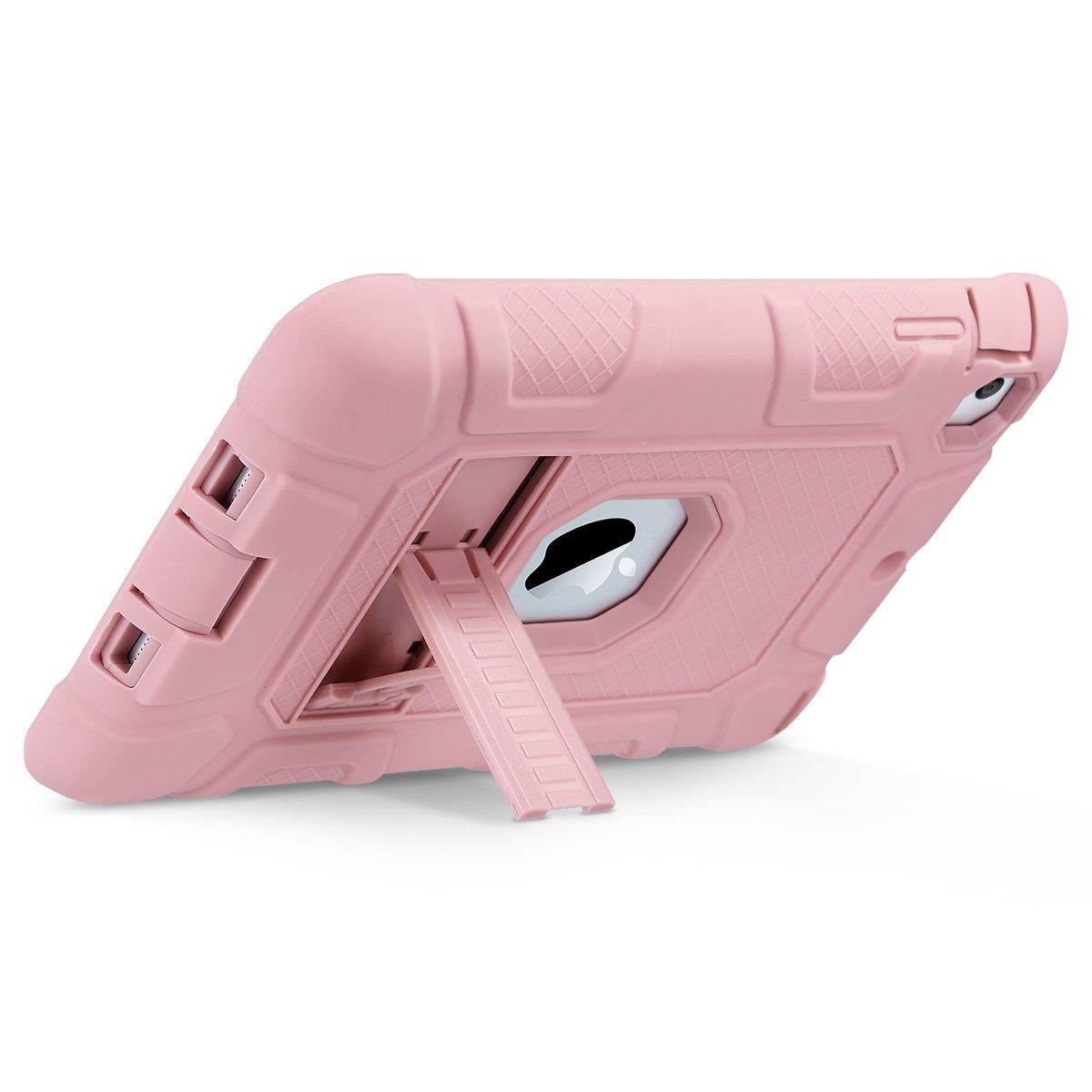 ULAK iPad Mini Case,iPad Mini 2 Case,iPad Mini 3 Case,iPad Mini Retina Case, Three Layer Heavy Duty Shockproof Protective Case for iPad Mini 1/2/3 with Kickstand (Rose Gold+Rose Gold)