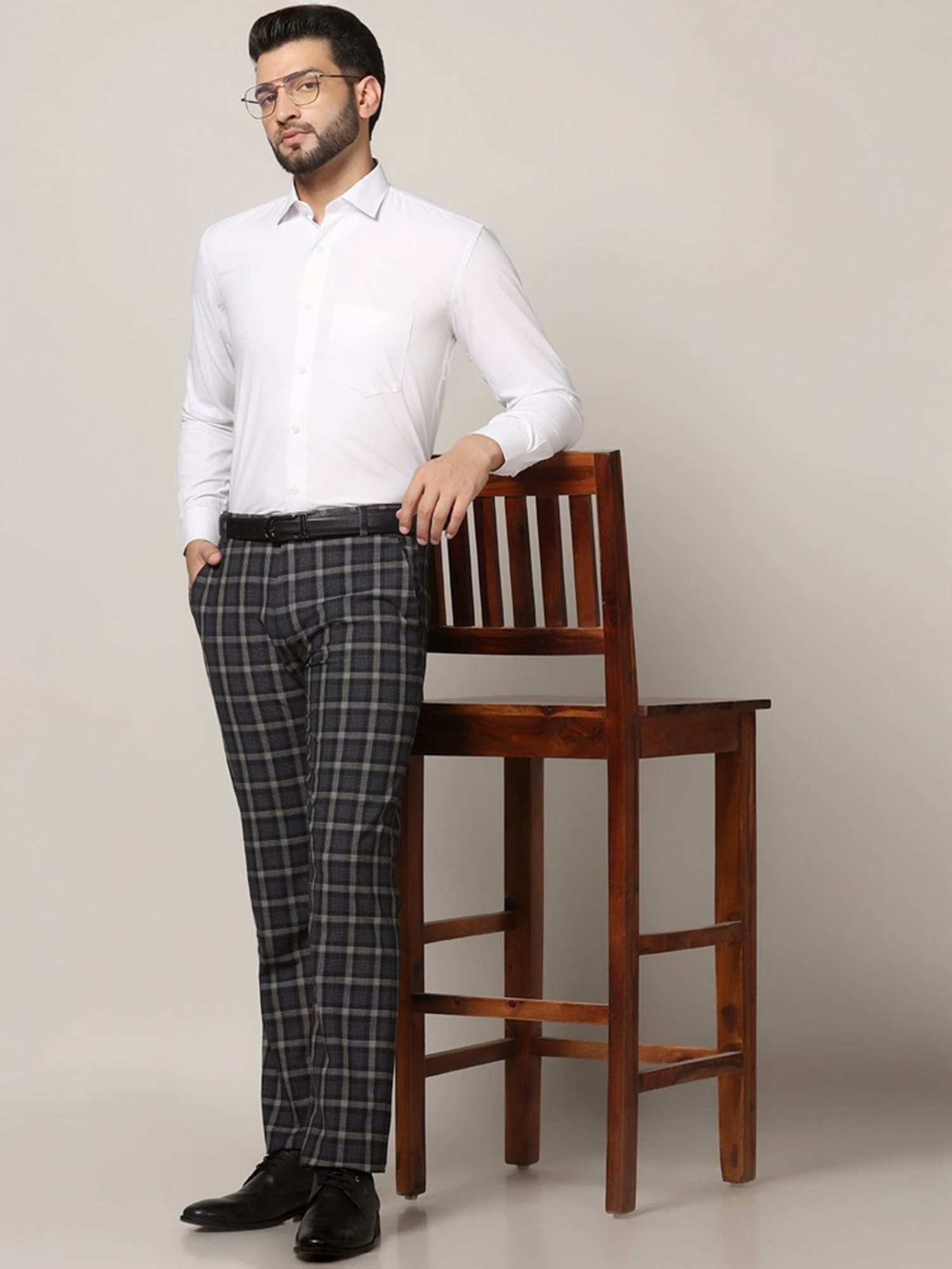 Arrow Navy Regular Fit Trousers