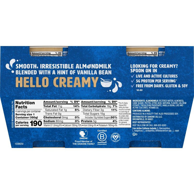 Silk AlmondMilk Dairy-Free Vanilla Yogurt - 4pk/5.3oz Cups