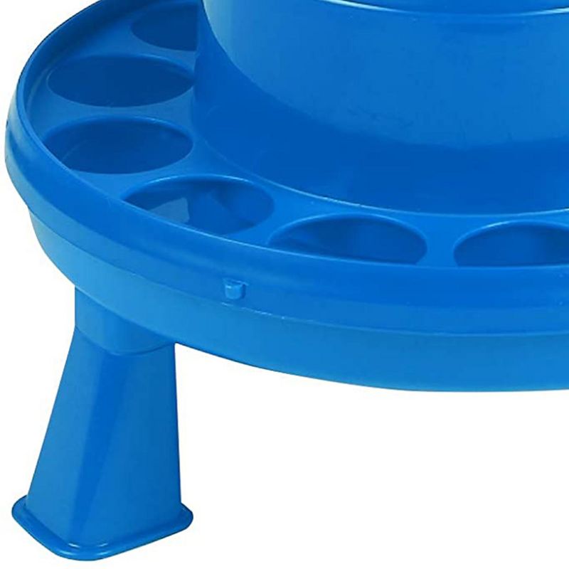 Little Giant 4 Pound Poultry Chicken or Bird Feeder Dispenser Container with Feed Saver Ring, Carrying Handle, and Legs, Blue