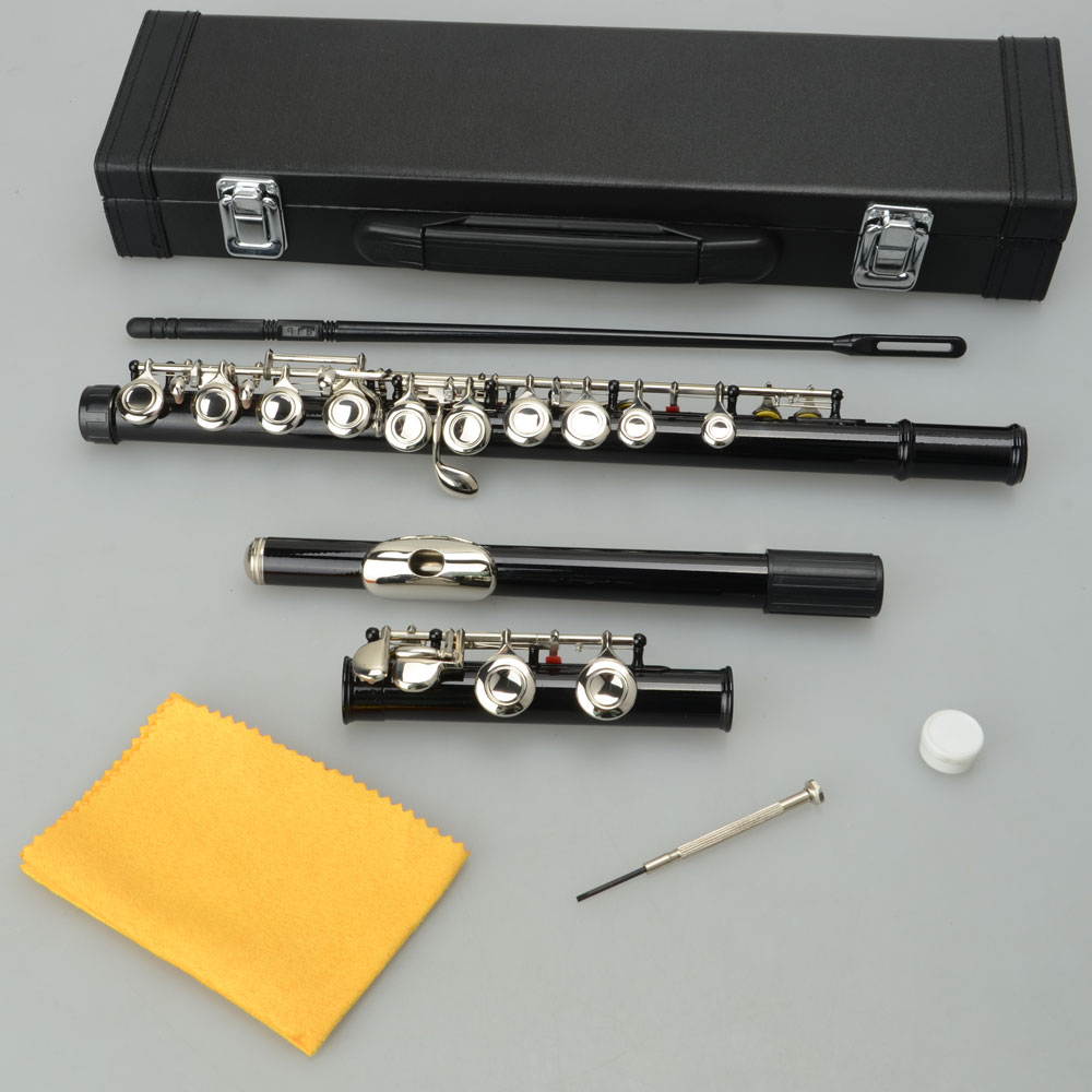 New Standard School Band Student 16 Closed C Flute w/ Case&Accessories Black