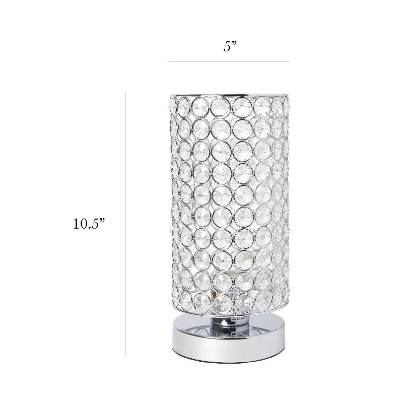 Elipse Crystal Bedside Nightstand Cylindrical Uplight Table Lamp Chrome - Elegant Designs