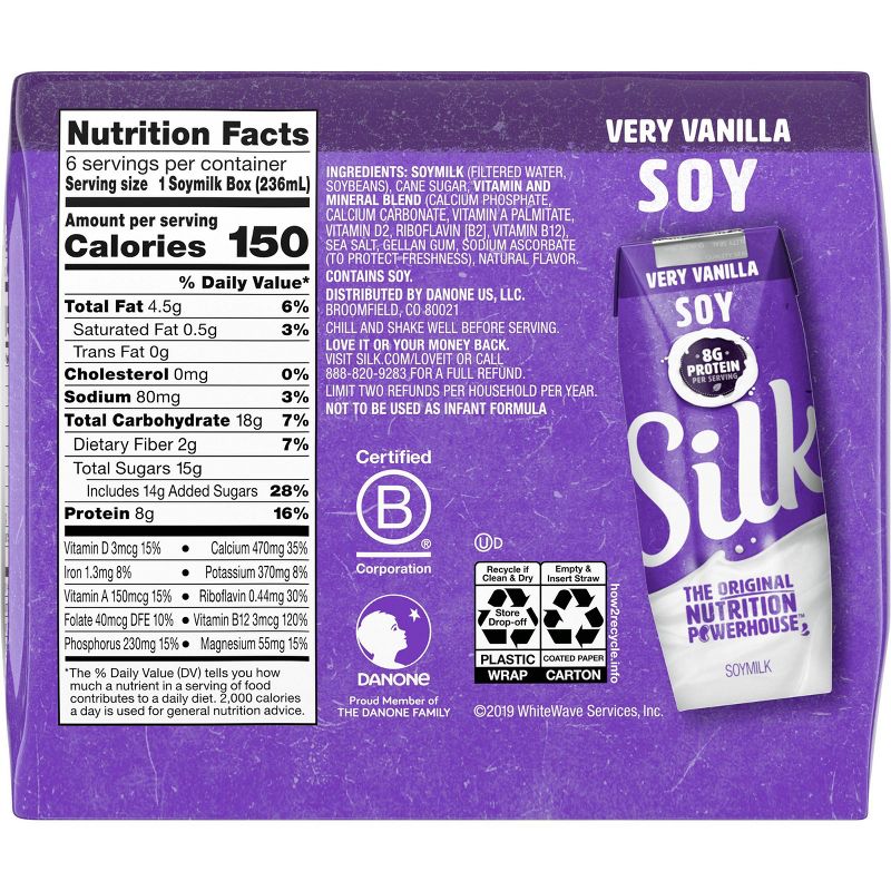 Silk Vanilla Soy Milk - 8oz/6pk