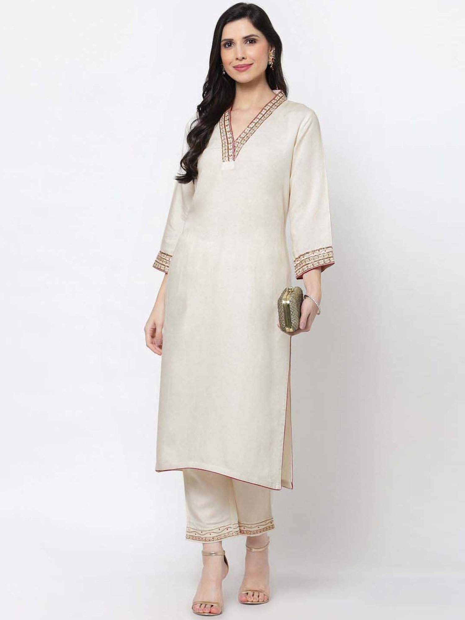 DART STUDIO White Linen Regular Fit Palazzos