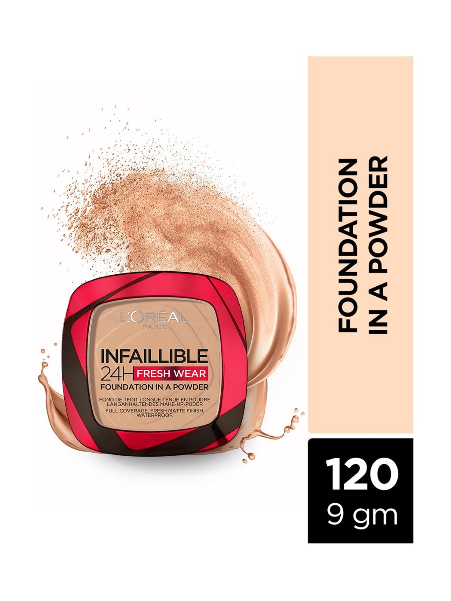 L'Oreal Paris Infallible 24H Fresh Wear Foundation in a Powder 120 Vanilla - 9 gm
