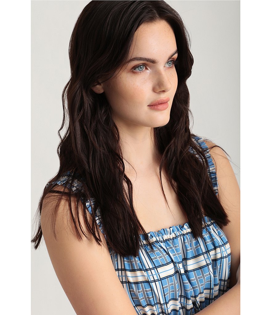 Maggy London Vintage Plaid Ruched Bodice Midi Dress