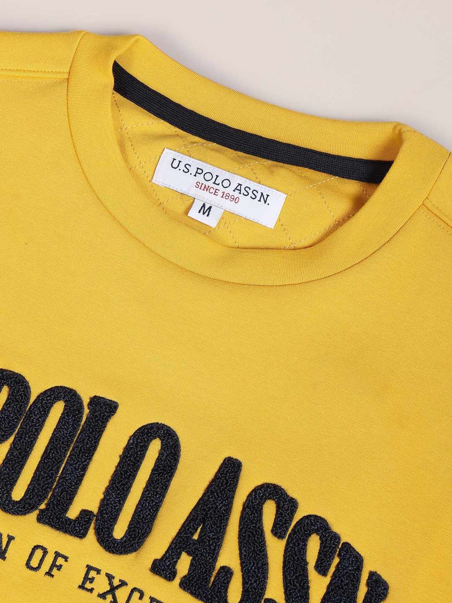U.S. Polo Assn. Yellow Cotton Regular Fit Self Pattern Sweatshirt