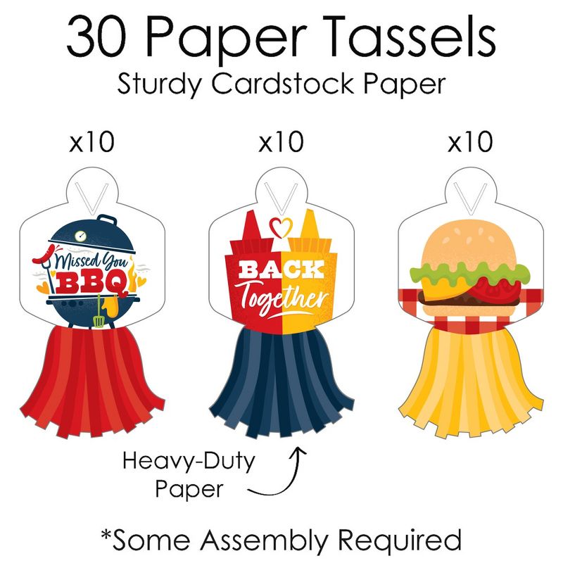 Big Dot of Happiness Missed You BBQ - 90 Chain Links and 30 Paper Tassels Decoration Kit - Backyard Summer Picnic Party Paper Chains Garland - 21 feet