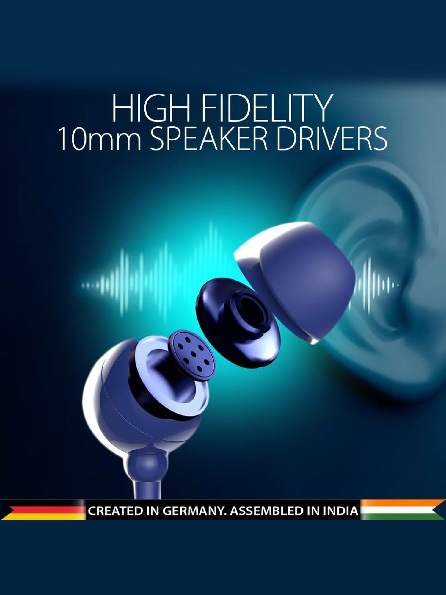 Blaupunkt EM06 in-Ear Type C Wired Earphone with Mic, Deep Bass HD Sound & Noise Isolation (Blue)