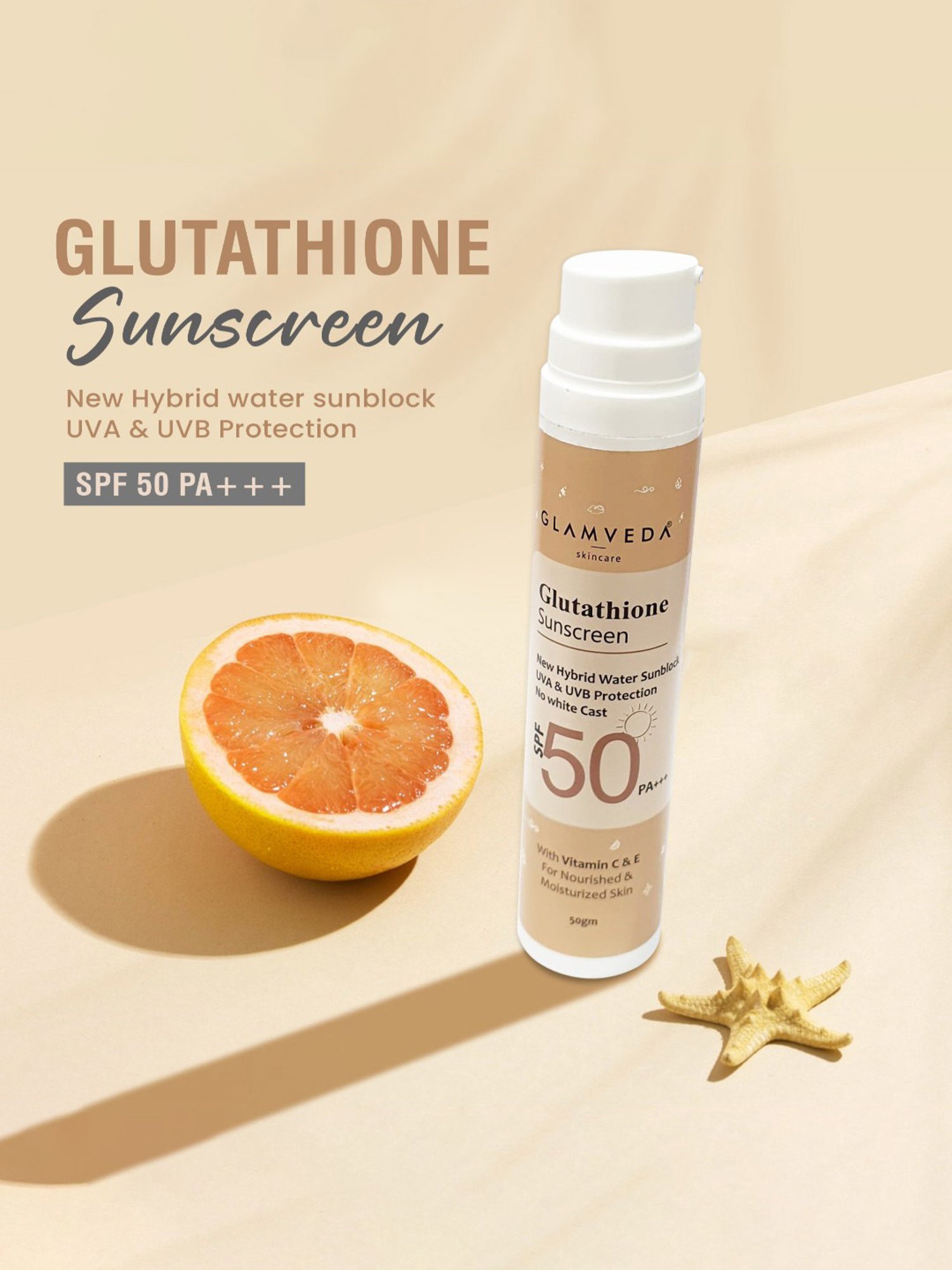 Glamveda Glutathione Sunscreen SPF 50 Pa+++ - 50 gm