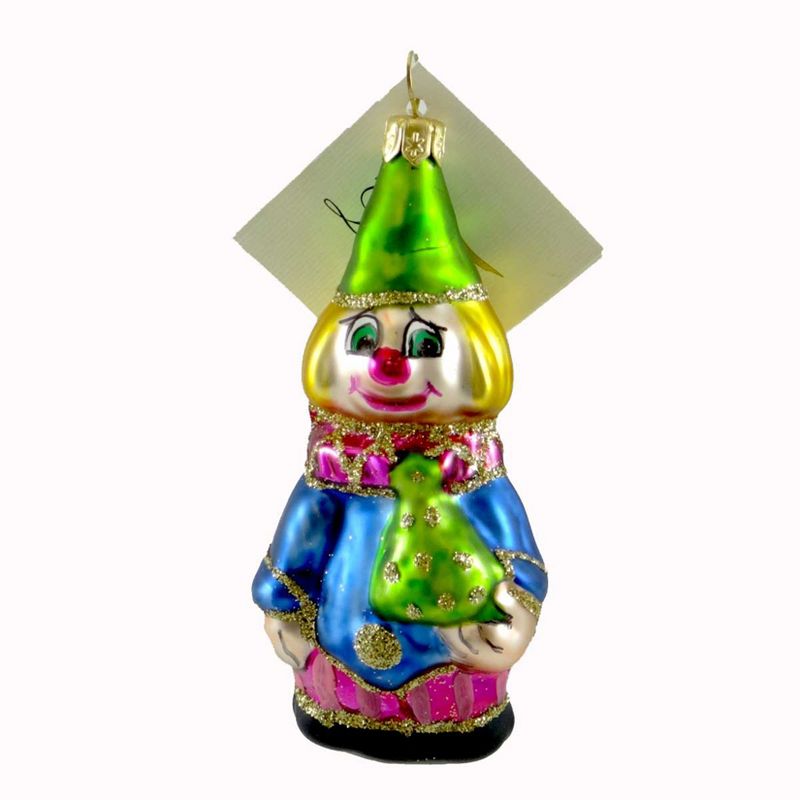 Laved Italian Ornaments Clown Green Hat Circus Christmas  -  Tree Ornaments