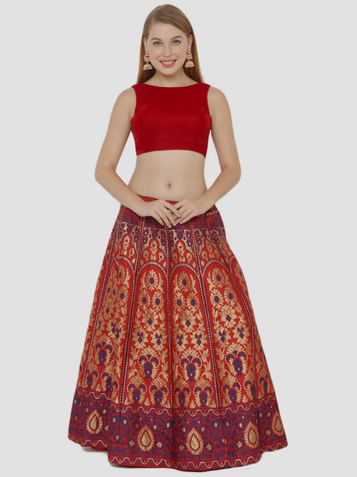 Salwar Studio Red Readymade Blouse