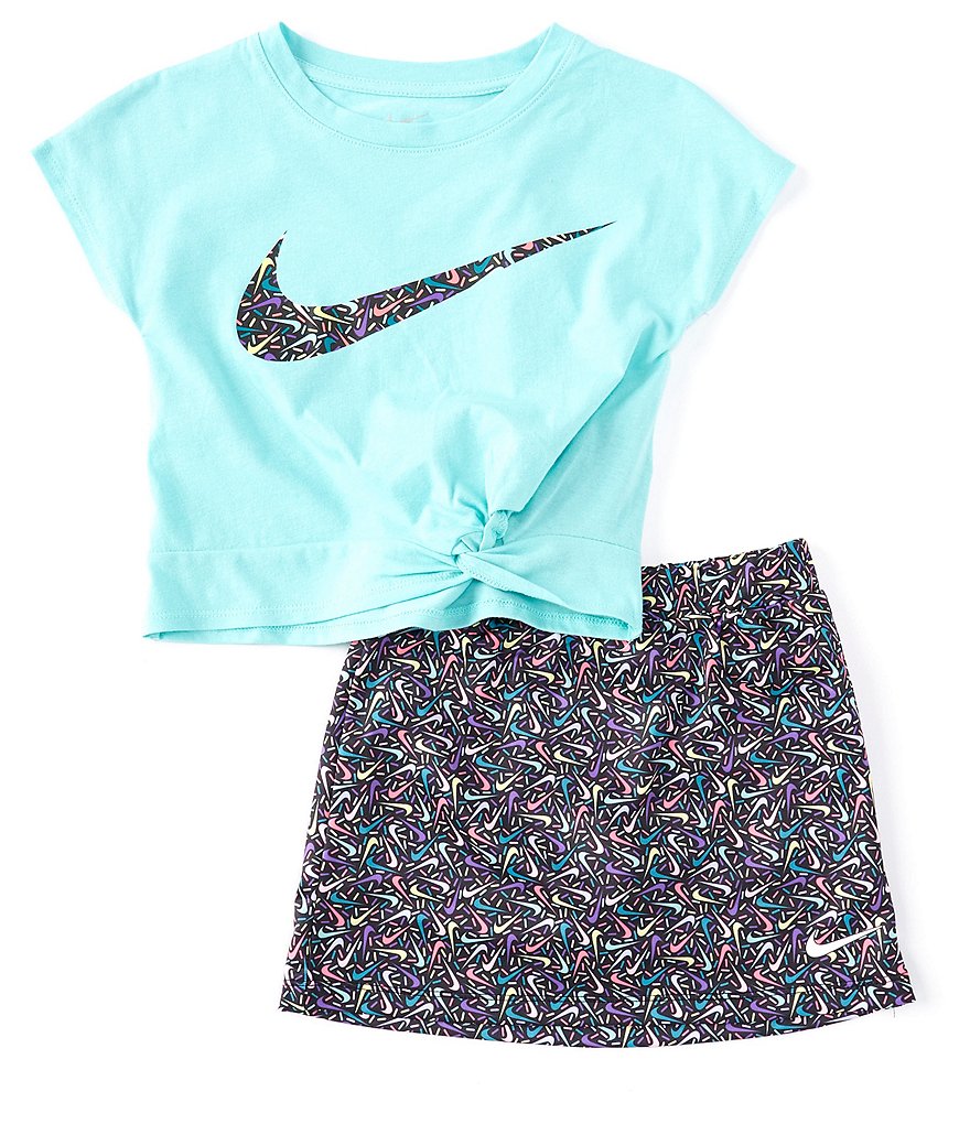 Nike Little Girls 2T-6X Shot-Sleeve Sprinkle Swoosh Tee & Skort Set