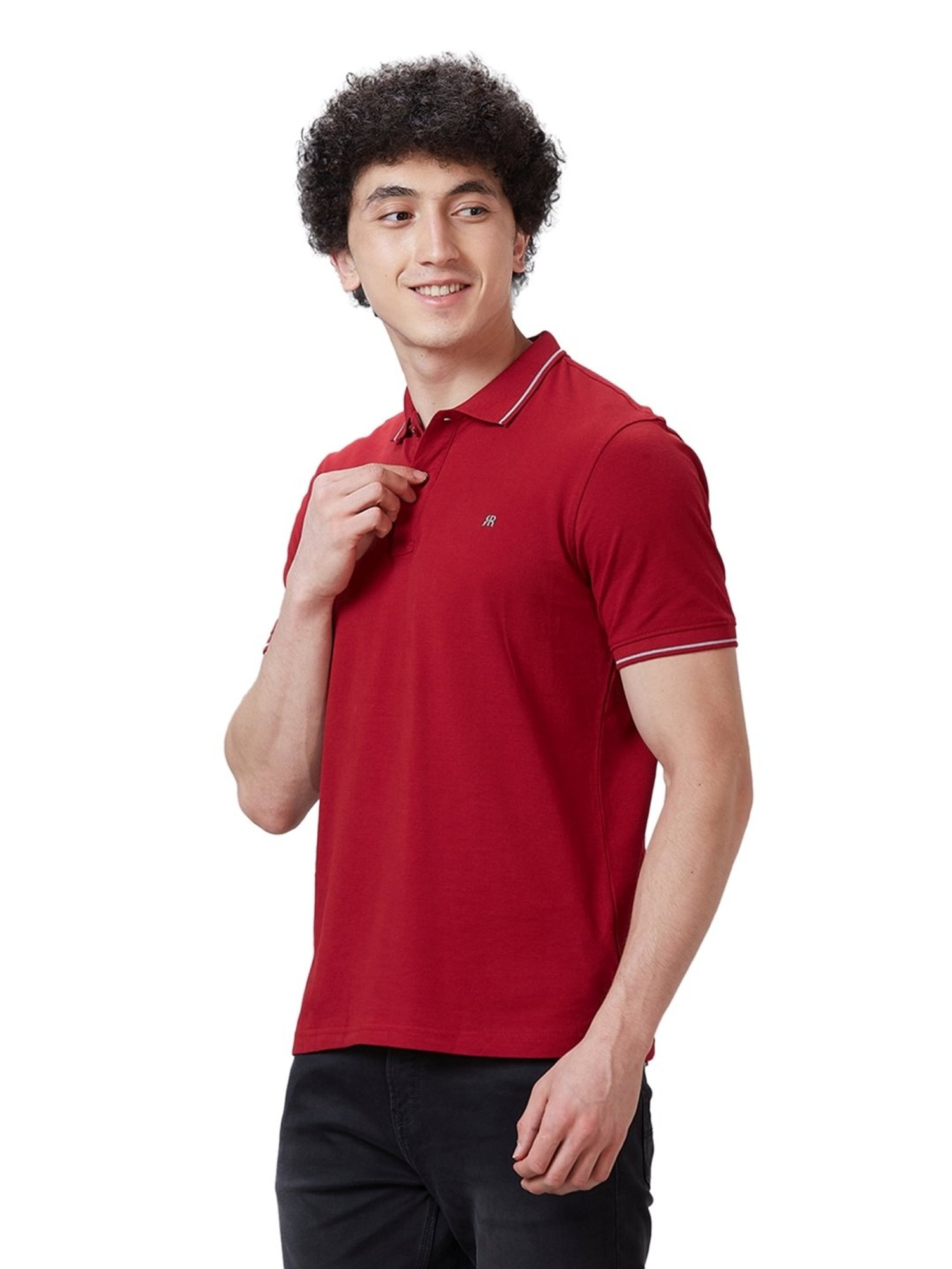 Raymond Maroon Cotton Contemporary Fit Polo T-Shirt