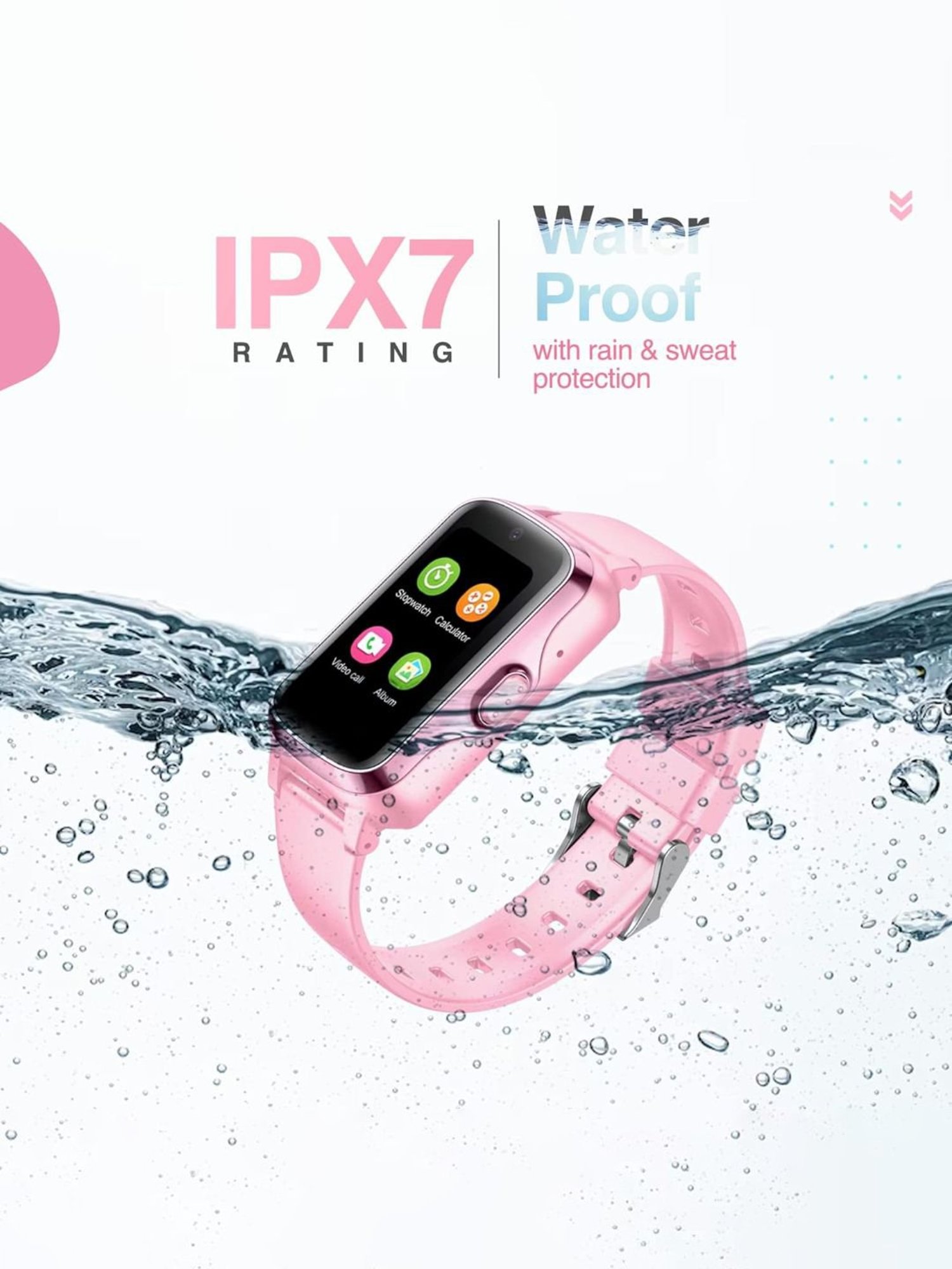 Turet Next Gen 4G Smartwatch for Kids with Camera, SOS, Video Calling, GPS Tracker (Pink)