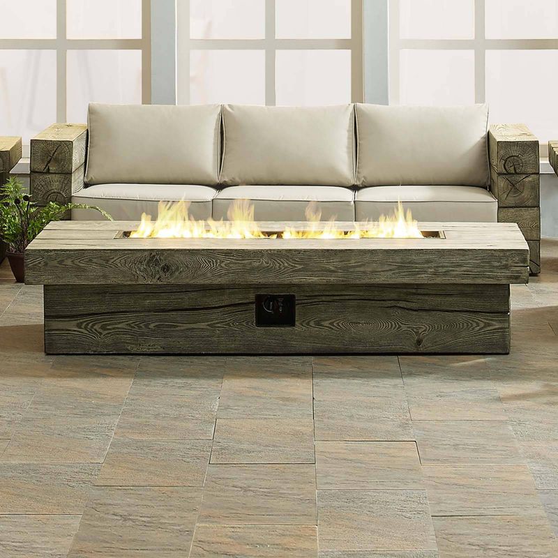 Manteo 70" Rectangular Outdoor Patio Fire Pit Table Light Gray - Modway