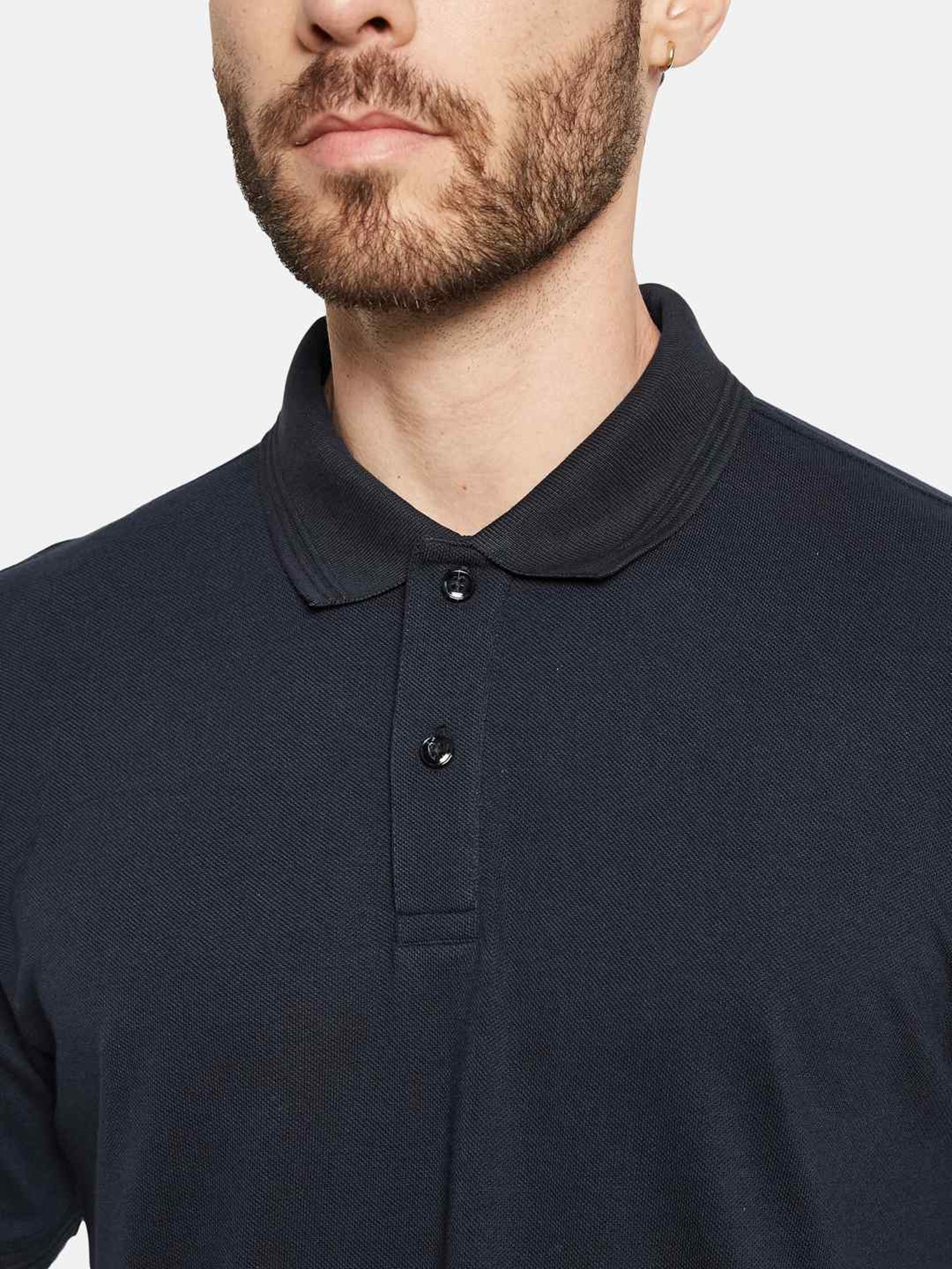 Octave Light Navy Cotton Regular Fit Polo T-Shirt